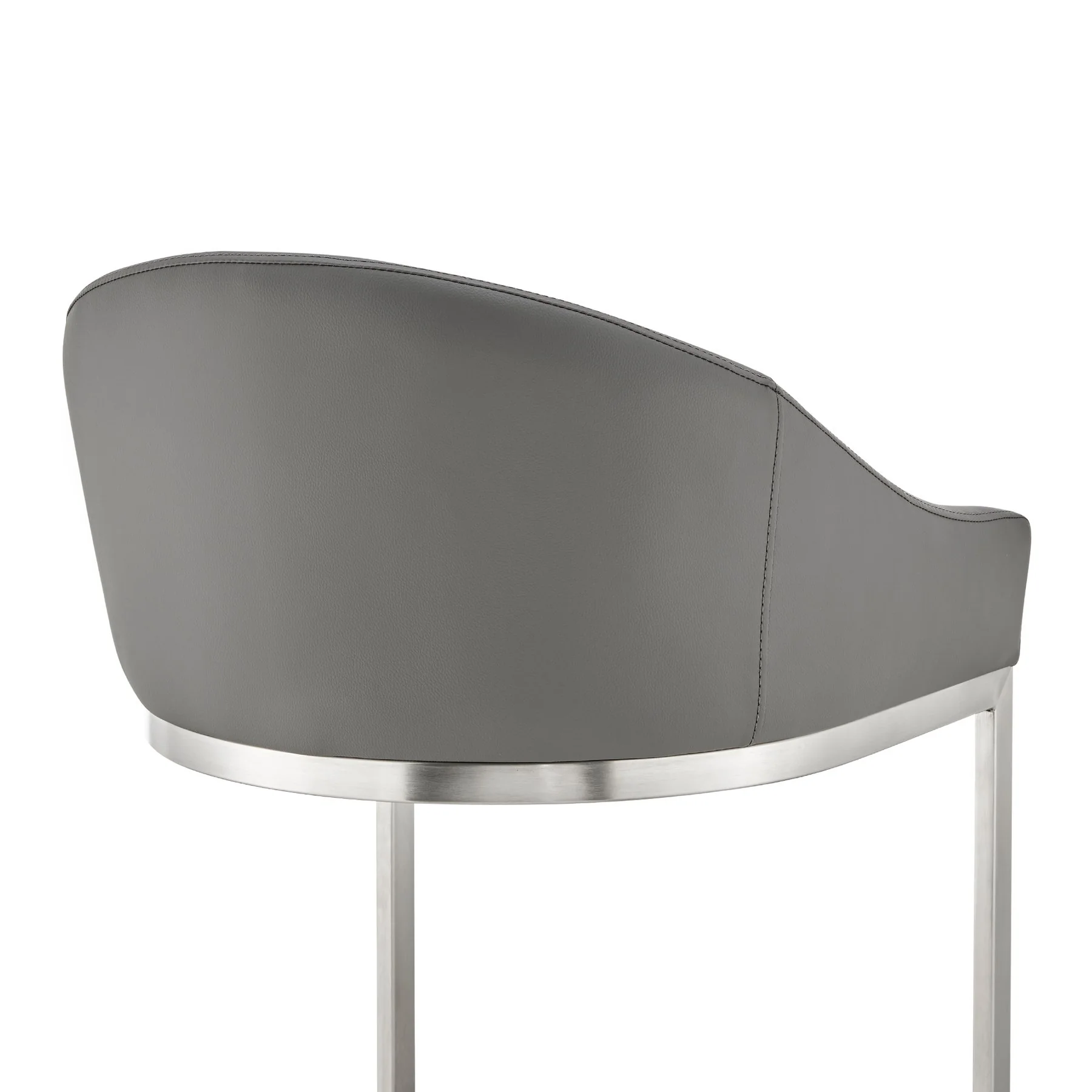 Katherine 26" Counter Stool in Brushed Stainless Steel with Gray Faux Leather - Image 7