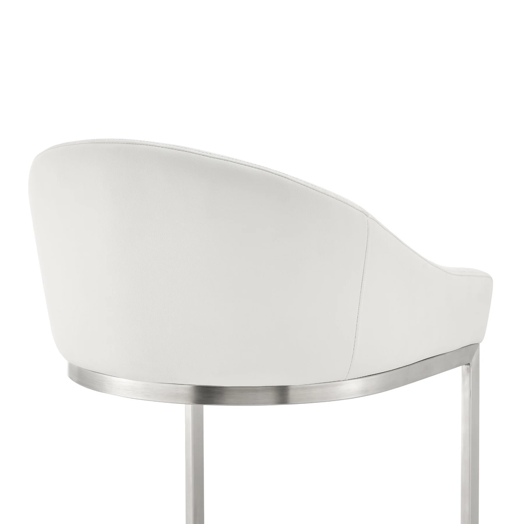 Katherine 26" Counter Stool in Brushed Stainless Steel with White Faux Leather - Image 7