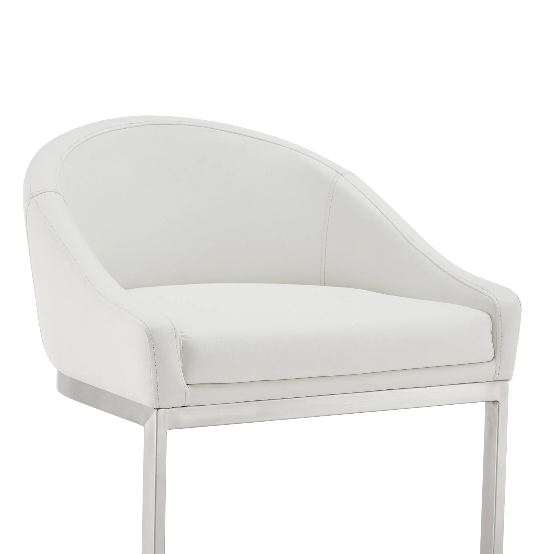 Katherine 30" Bar Stool in Brushed Stainless Steel with White Faux Leather - Image 6