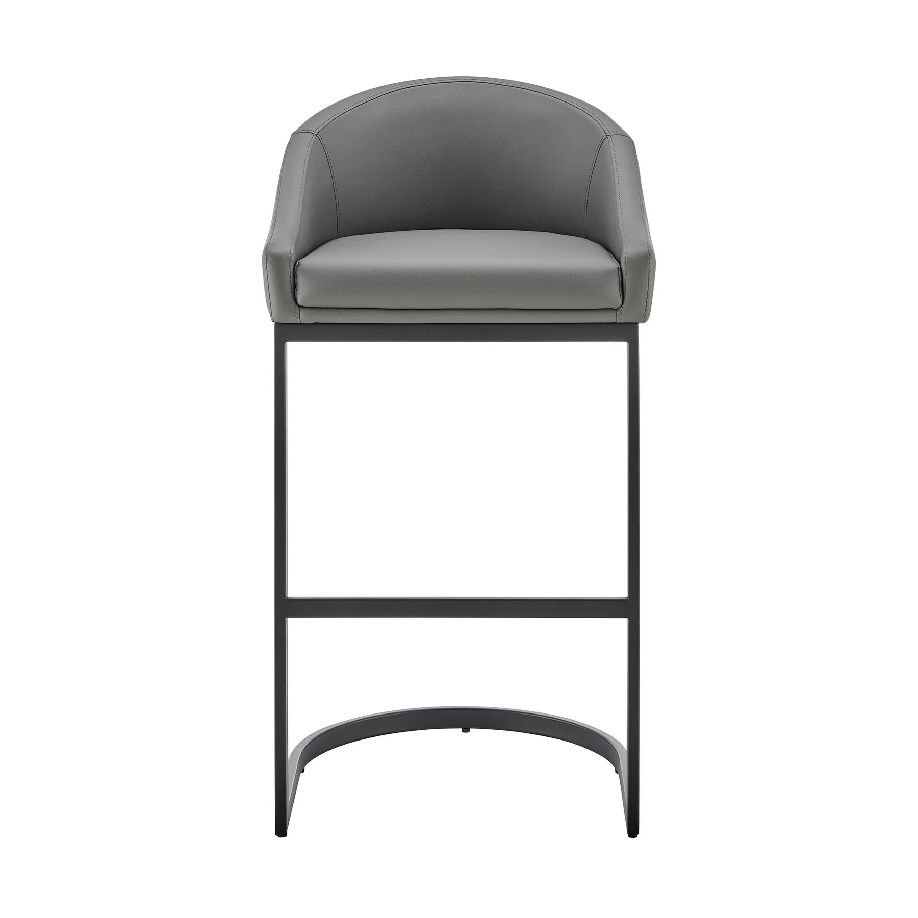 Katherine Bar Stool in Black Metal with Gray Faux Leather - Image 2