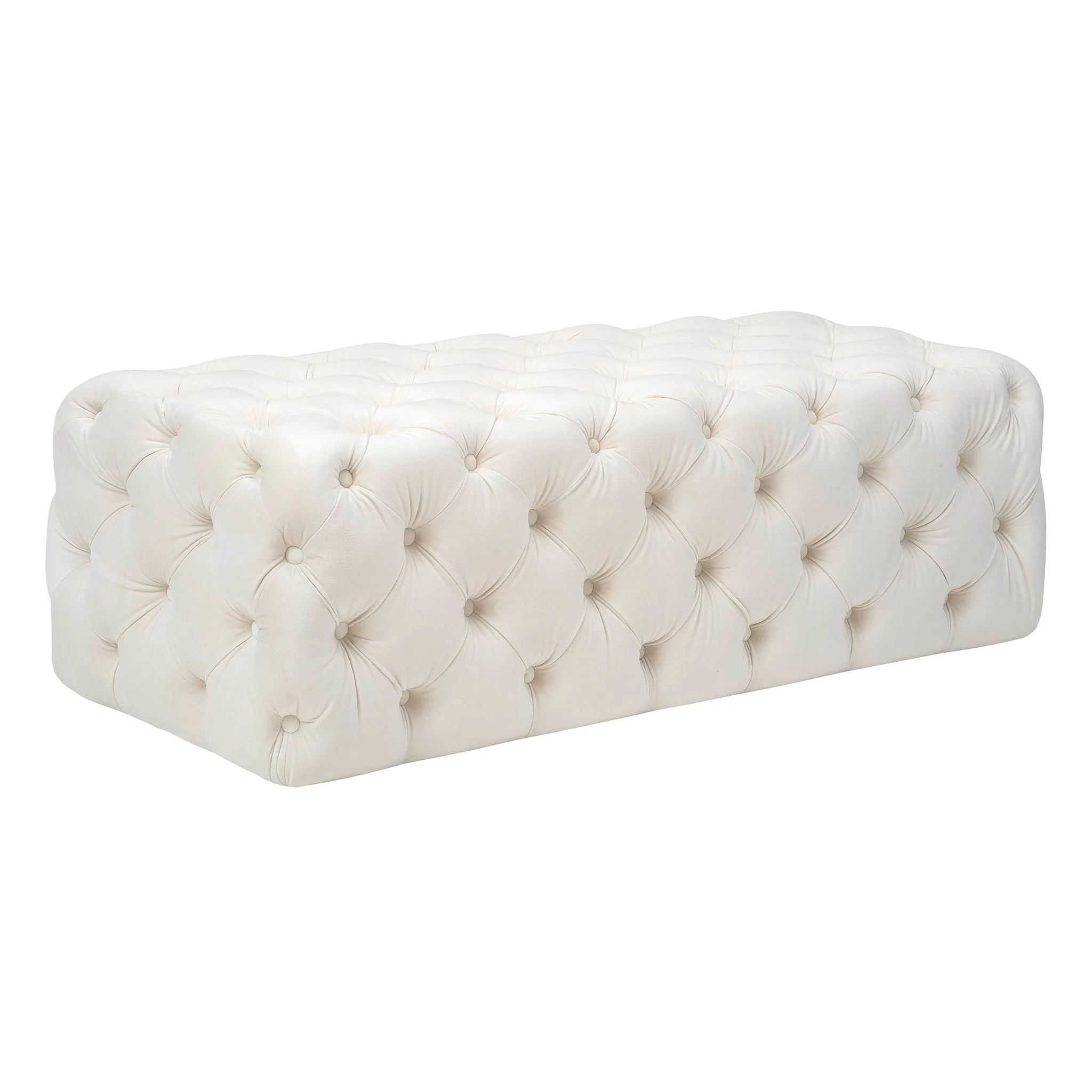 Kaylee Cream Velvet Ottoman