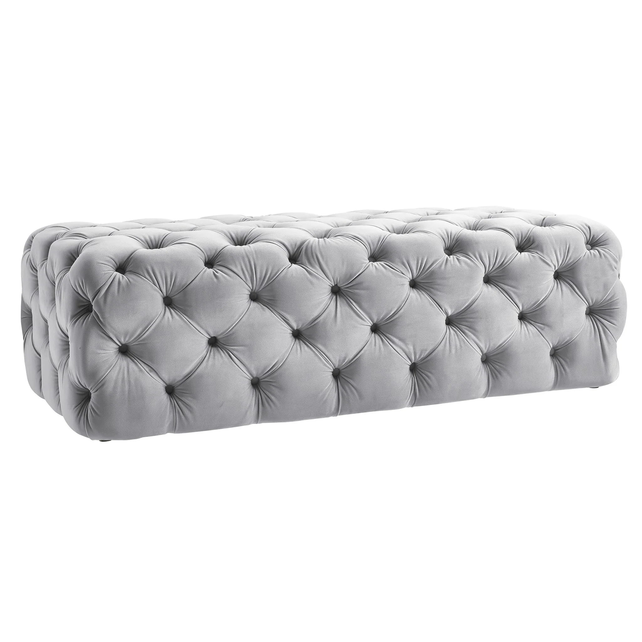 Kaylee Grey Velvet Ottoman
