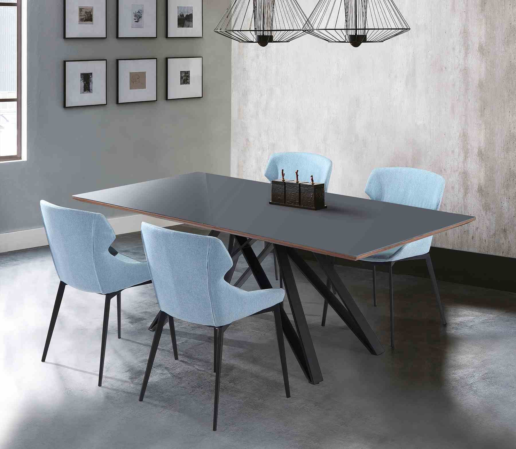 Kenna Contemporary Gray Glass 5 Piece Metal Dining Set - Image 7
