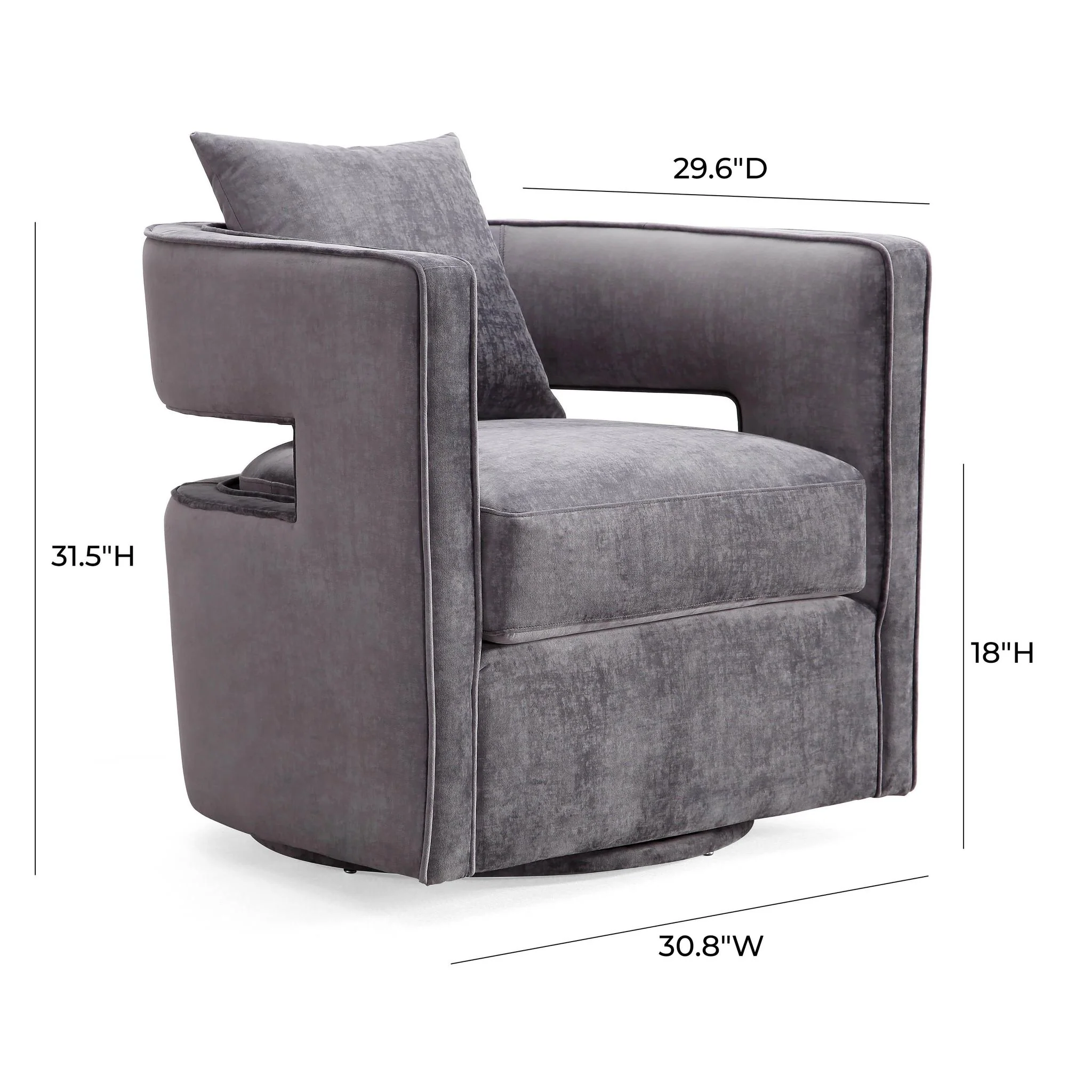 Kennedy Grey Textured Velvet Swivel Chair - Image 7