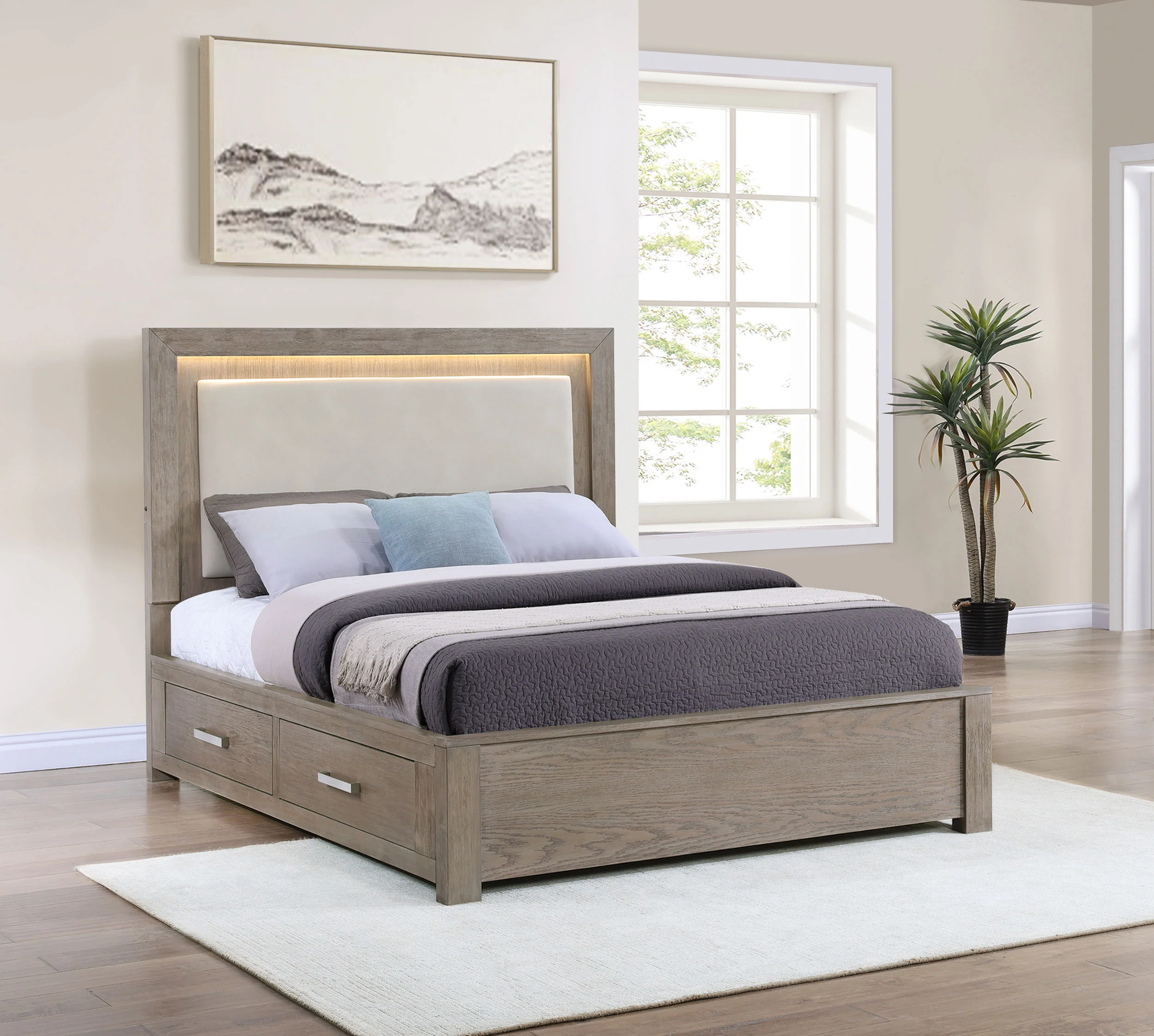 Kenora Panel Platform Storage Bed with LED Lighting - Image 17