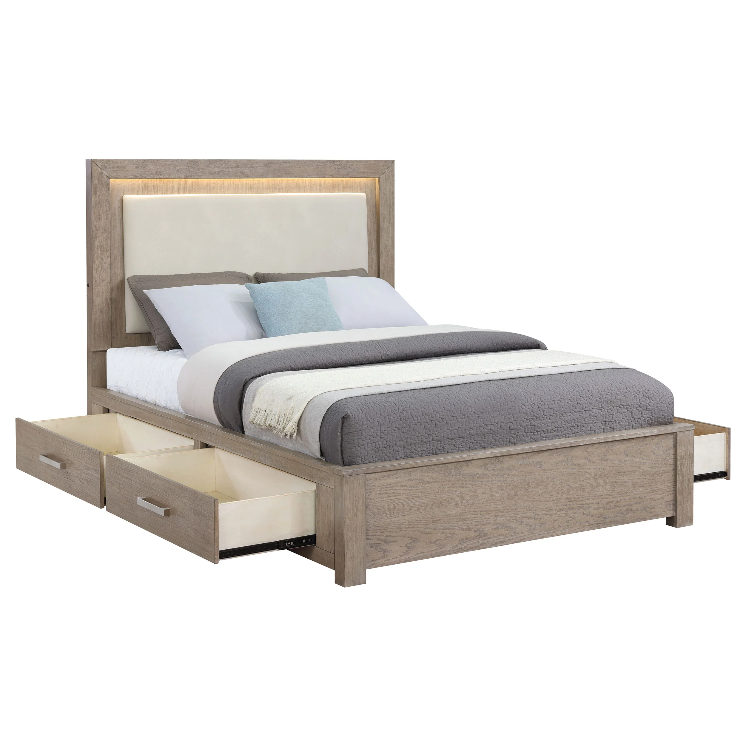Kenora Panel Platform Storage Bed with LED Lighting - Image 21