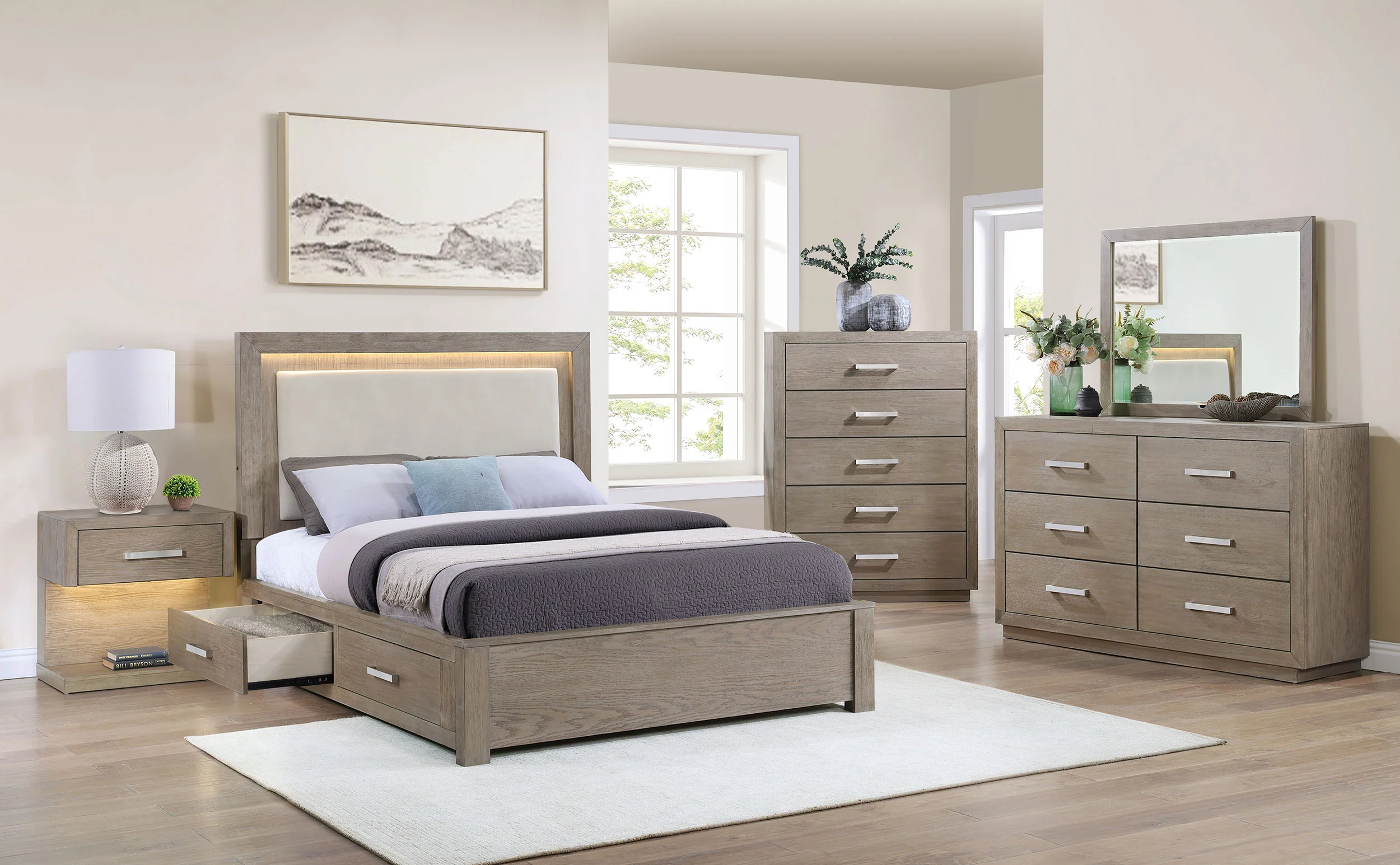Kenora Panel Platform Storage Bed with LED Lighting - Image 45