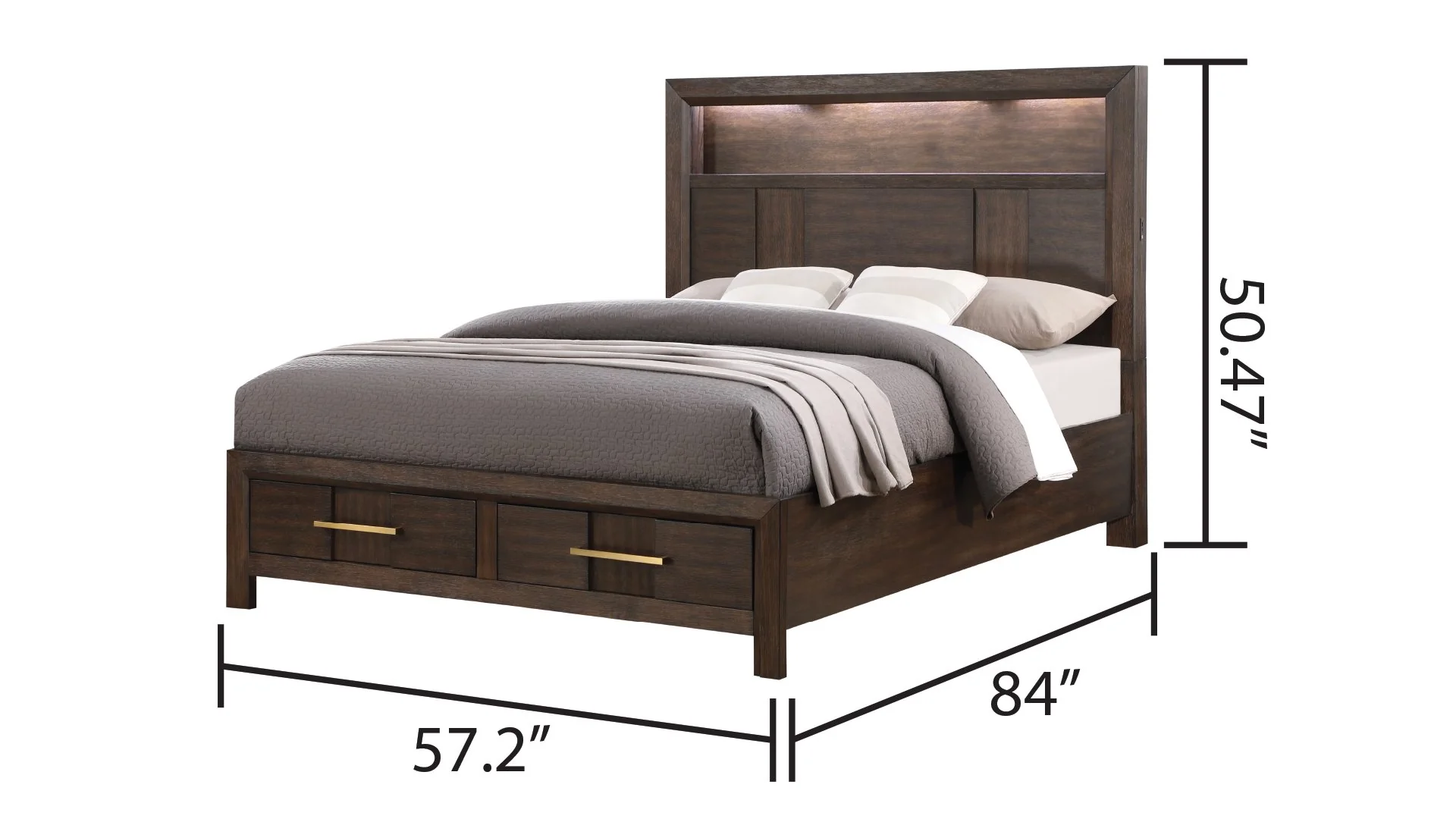 Kenzo Full Bed Walnut - Image 4