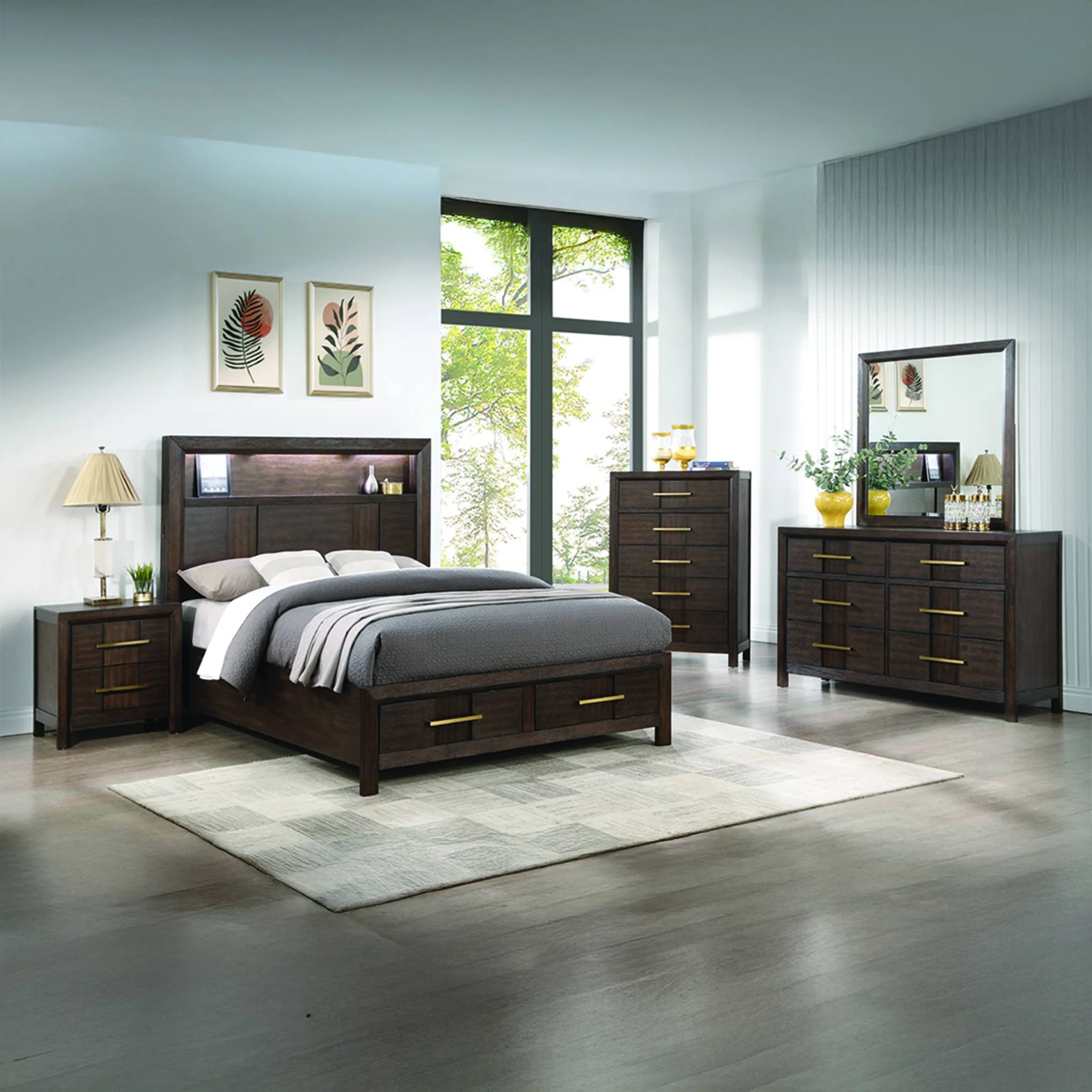 Kenzo King 5 Pc Bedroom Set Walnut - Image 22