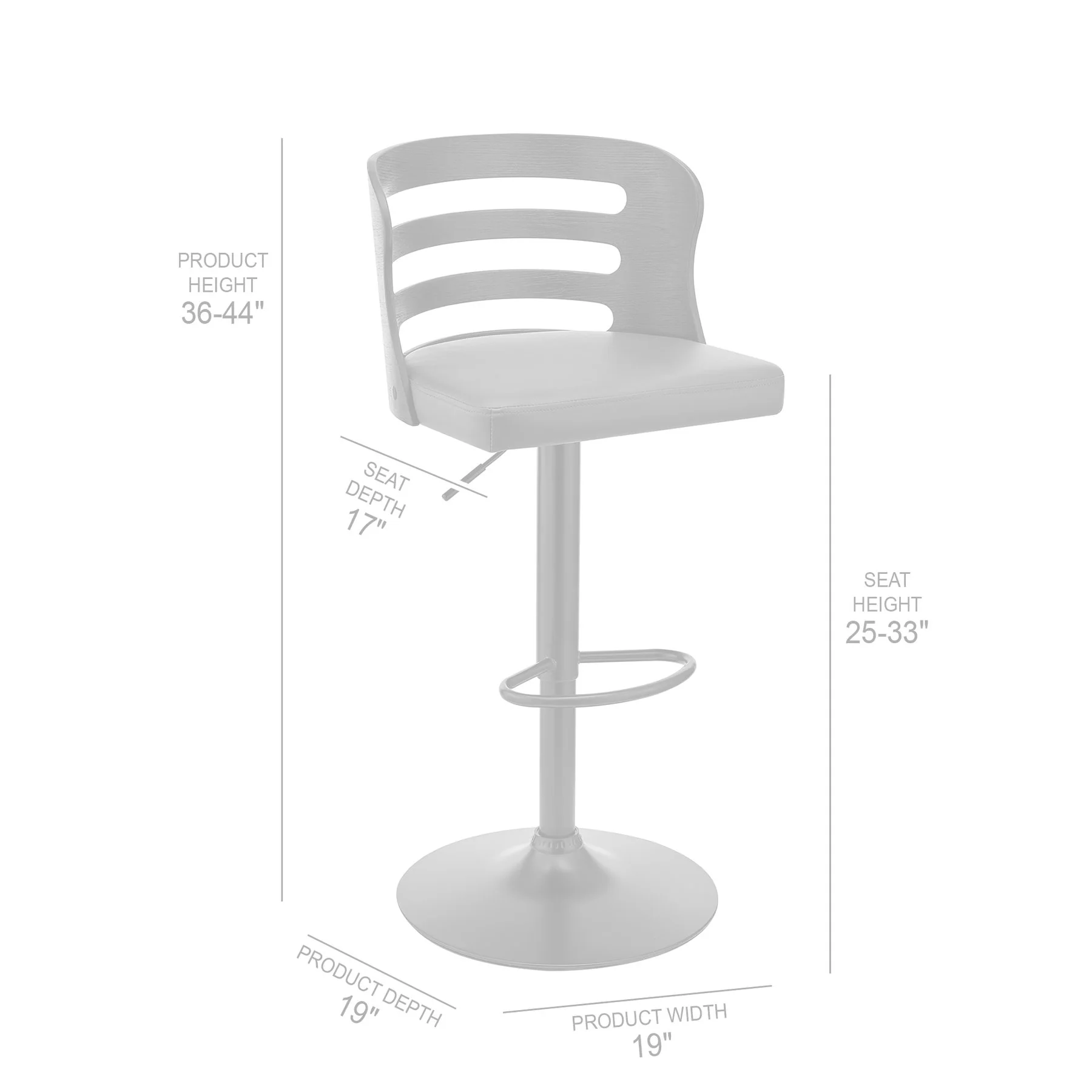 Khalia Adjustable Swivel Gray Faux Leather and Black Wood Bar Stool with Black Base - Image 9