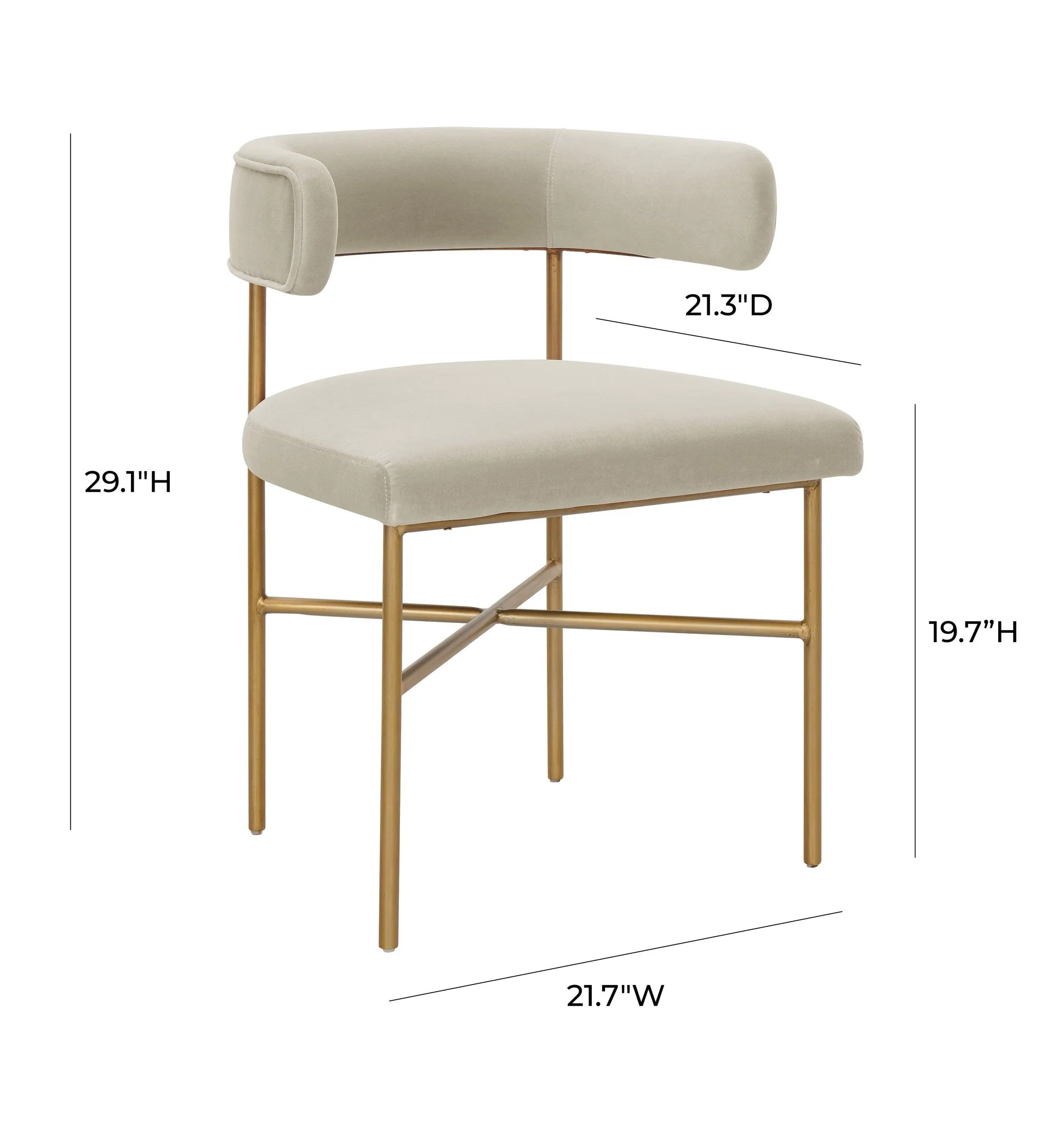 Kim Velvet Chair in Cream - Image 7