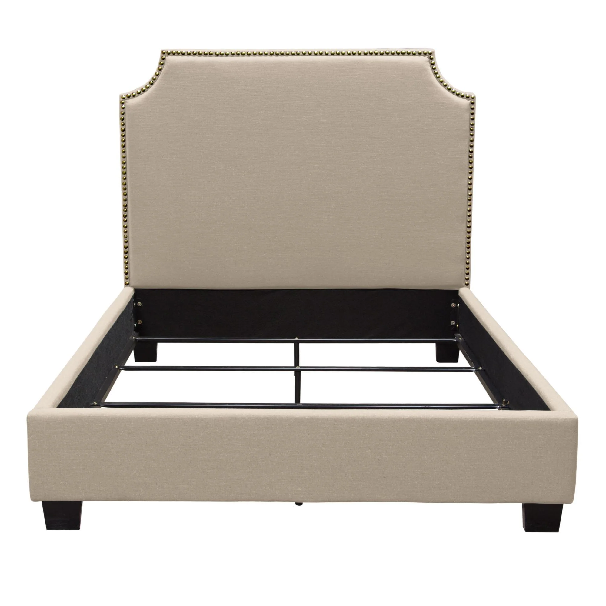 Kingston Eastern King Bed with Nail Head Accent by Diamond Sofa - Desert Sand Linen