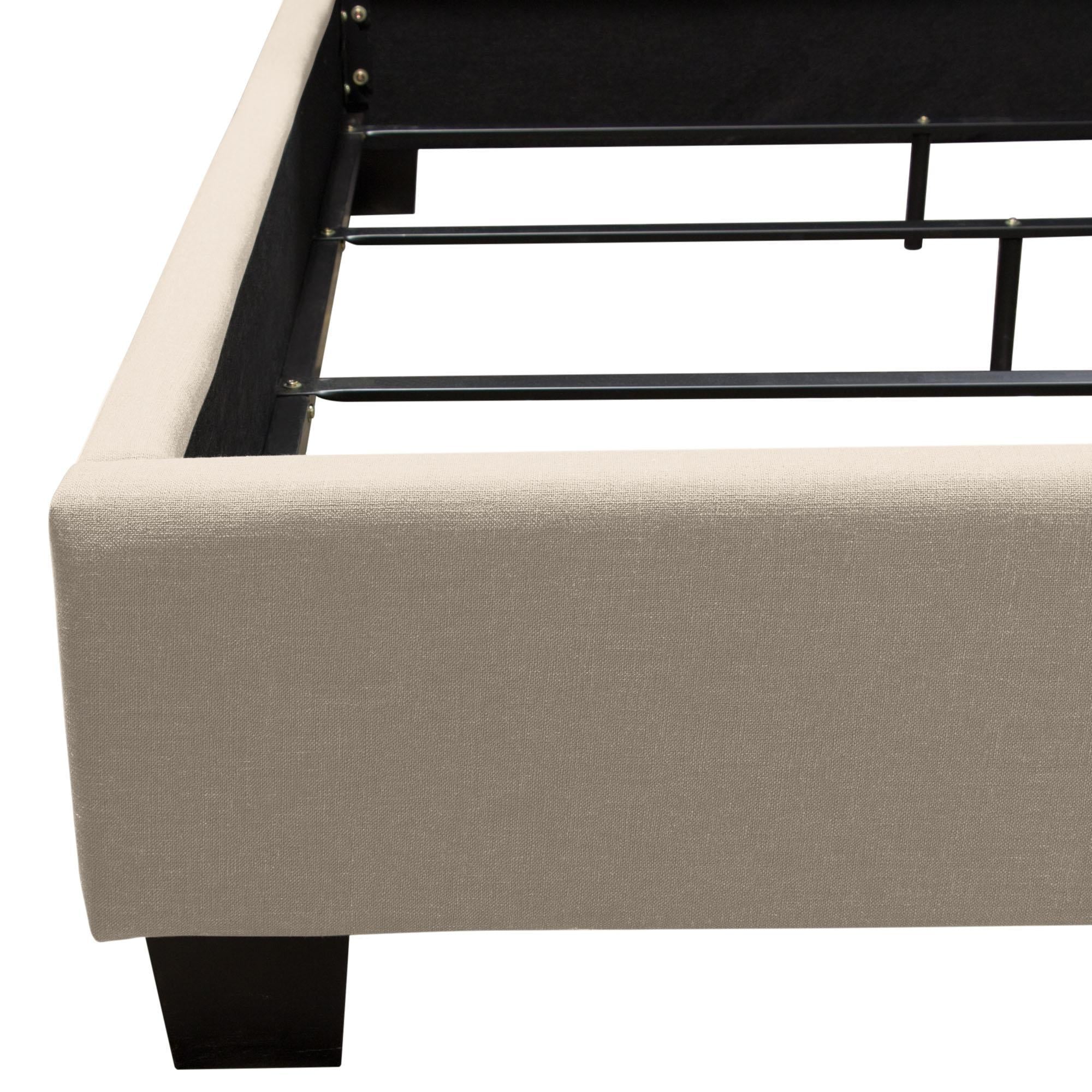 Kingston Eastern King Bed with Nail Head Accent by Diamond Sofa - Desert Sand Linen - Image 4