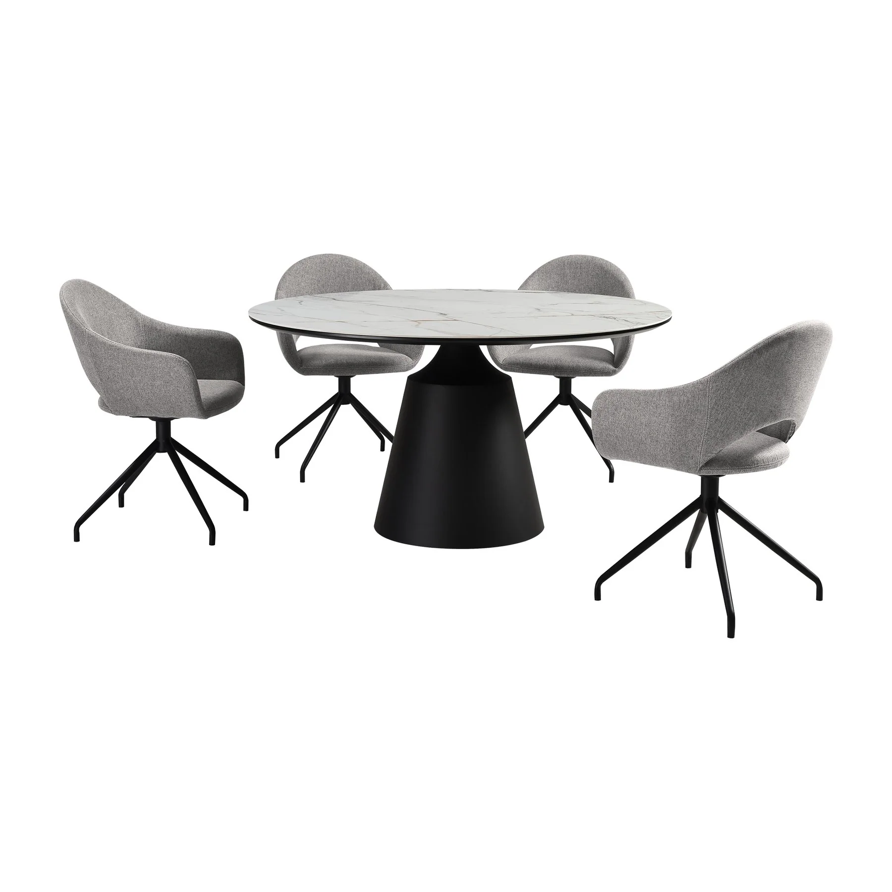 Knox Pria 5 Piece Dining Set with Sintered Stone Top and Gray Fabric Chairs