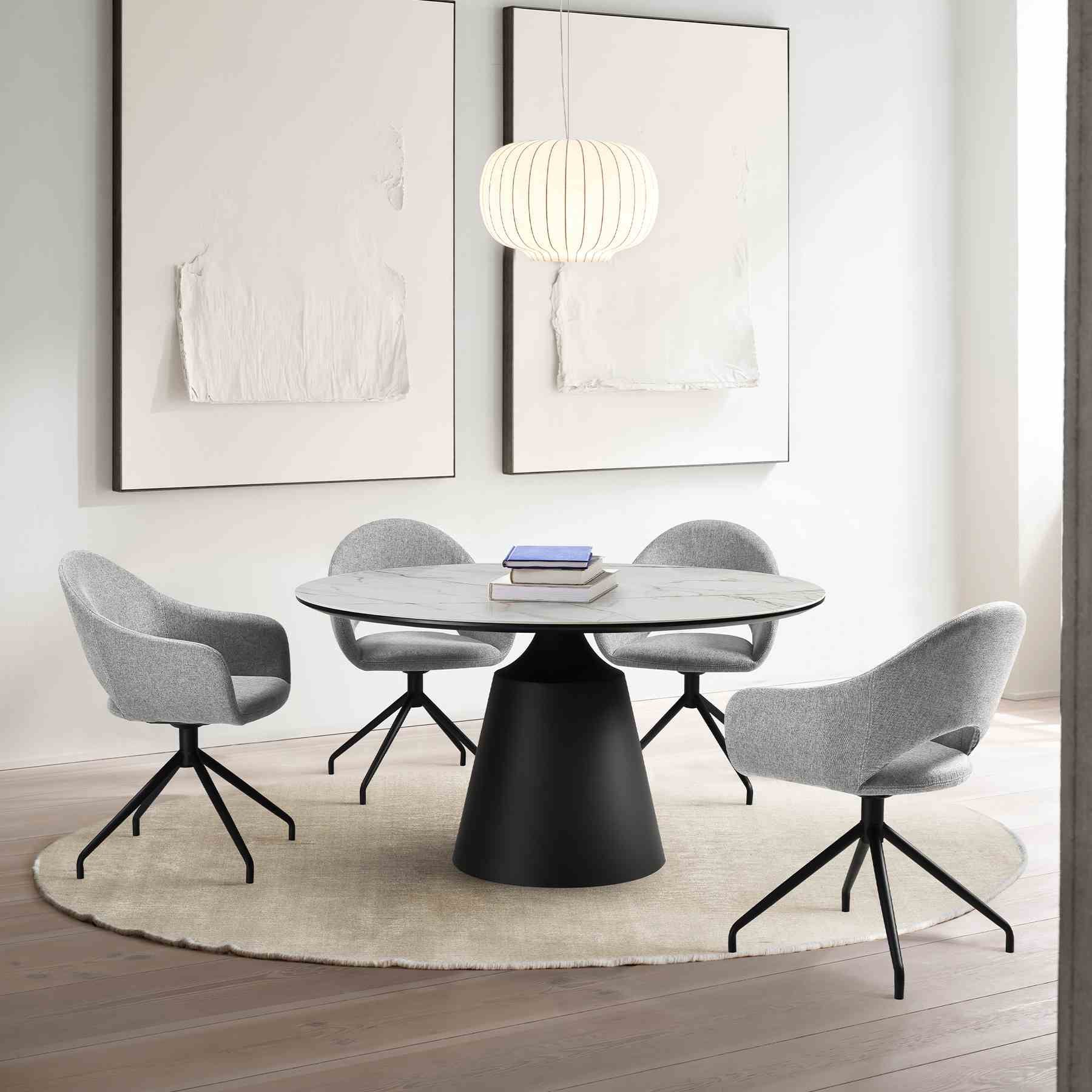Knox Pria 5 Piece Dining Set with Sintered Stone Top and Gray Fabric Chairs - Image 11