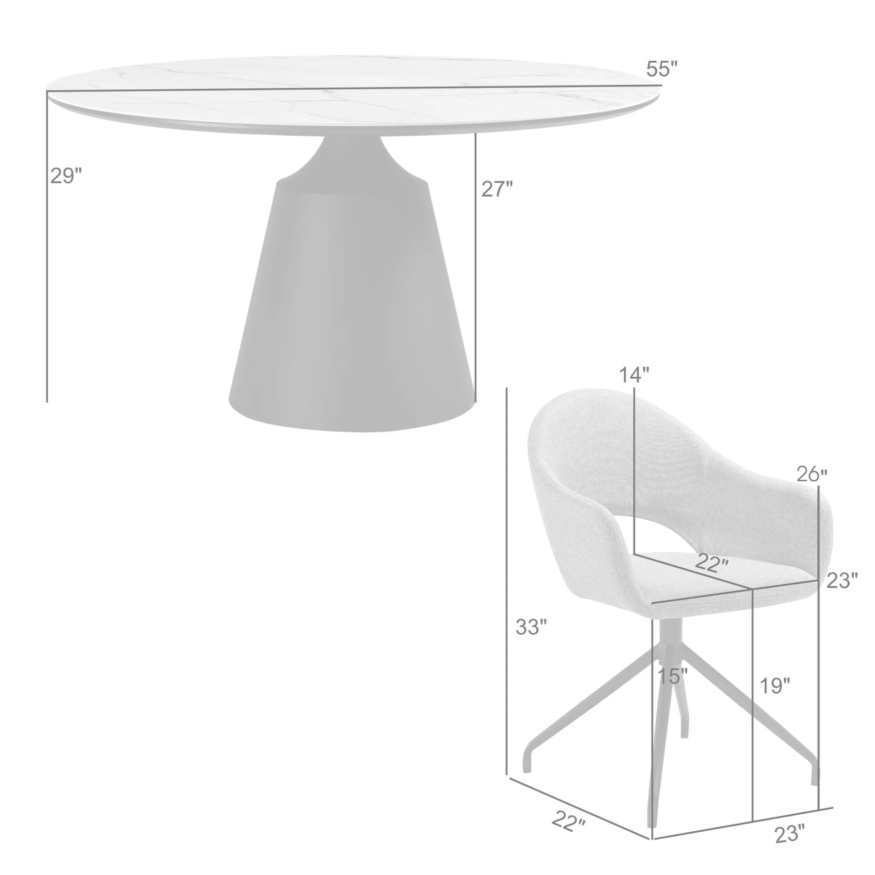 Knox Pria 7 Piece Dining Set with Sintered Stone Top and Gray Fabric Chairs - Image 10
