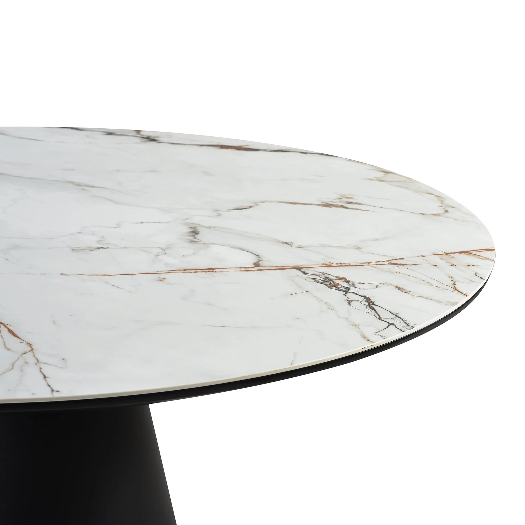Knox Round Dining Table with Stone Top and Black Metal Base - Image 3