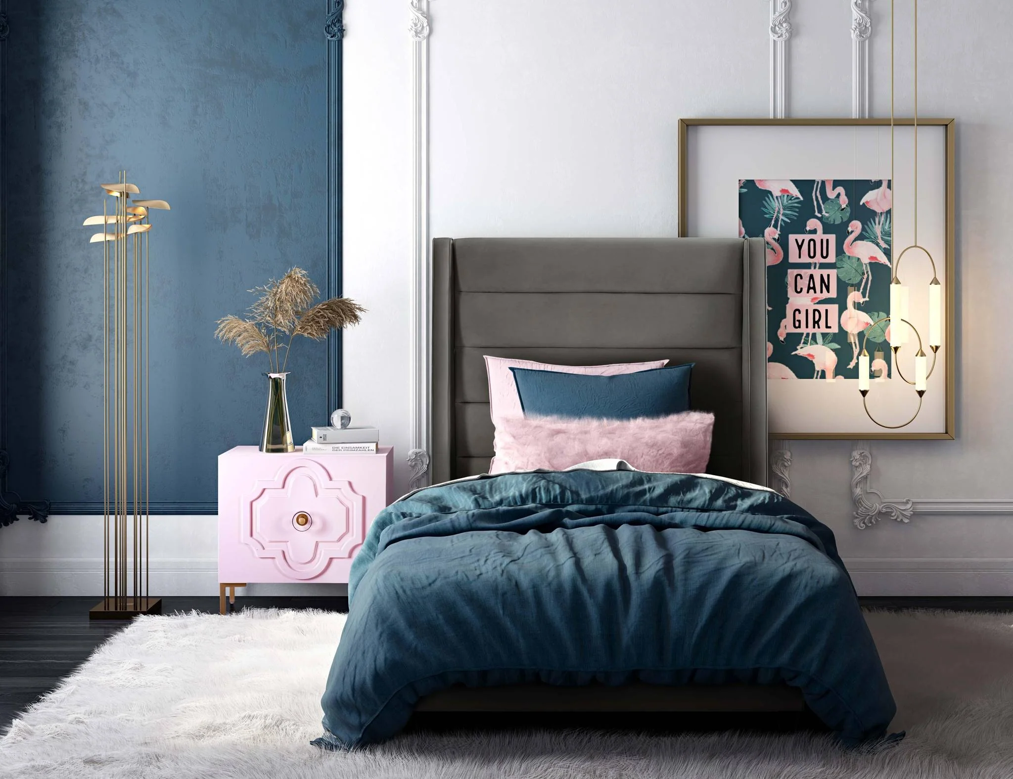 Koah Grey Velvet Bed in Twin - Image 2