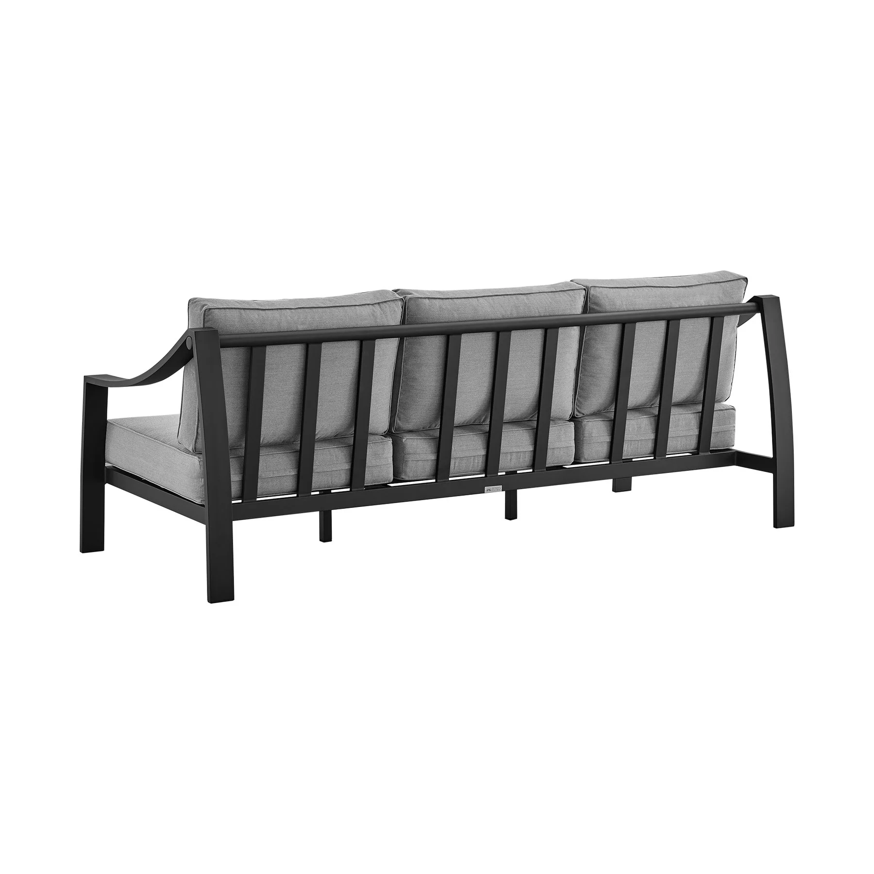 Koda 4 Piece Outdoor Patio Furniture Set in Black Aluminum with Gray Cushions - Image 3
