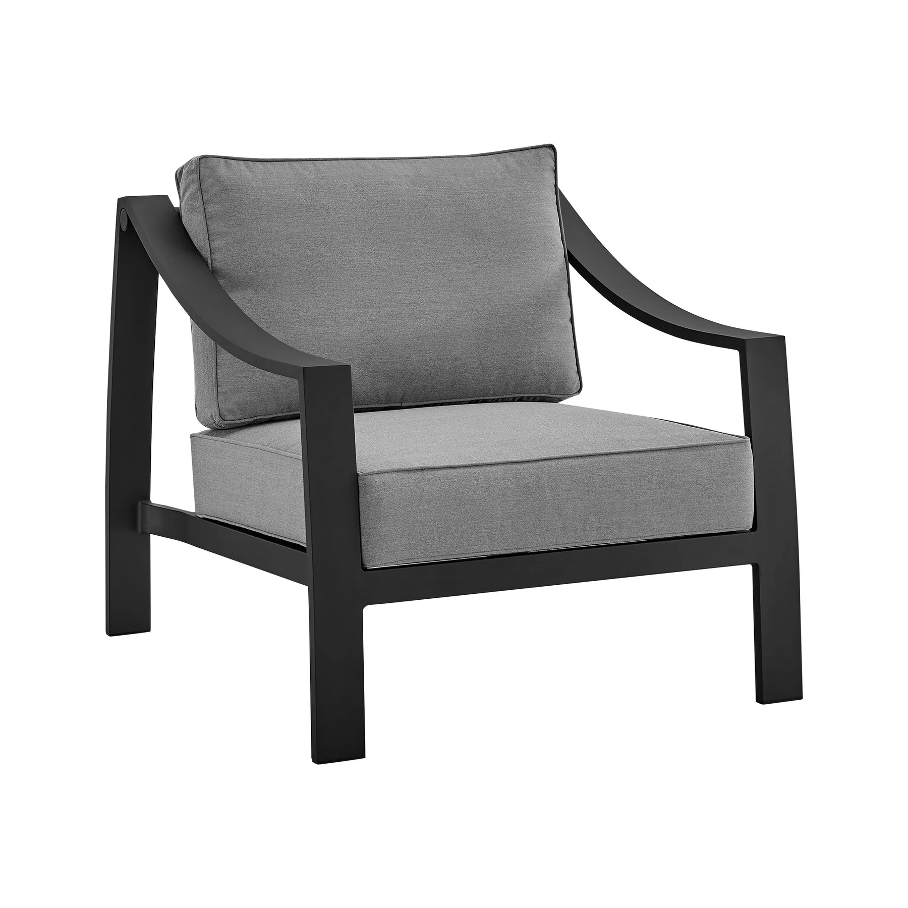 Koda 4 Piece Outdoor Patio Furniture Set in Black Aluminum with Gray Cushions - Image 5