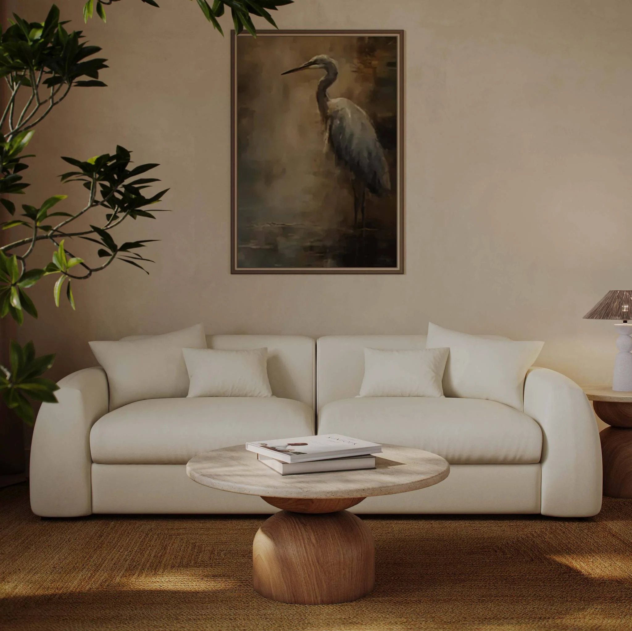 Kourtney Cream Faux Mohair 100 inch Sofa - Image 2