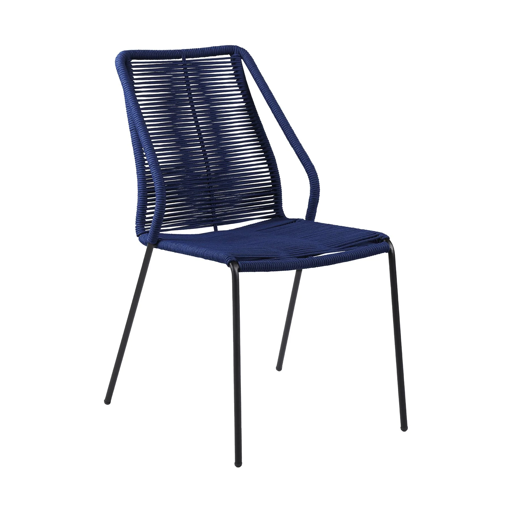Kylie and Clip 3 Piece Outdoor Patio 36" Dining Set in Black Eucalyptus Wood and Blue Rope - Image 2