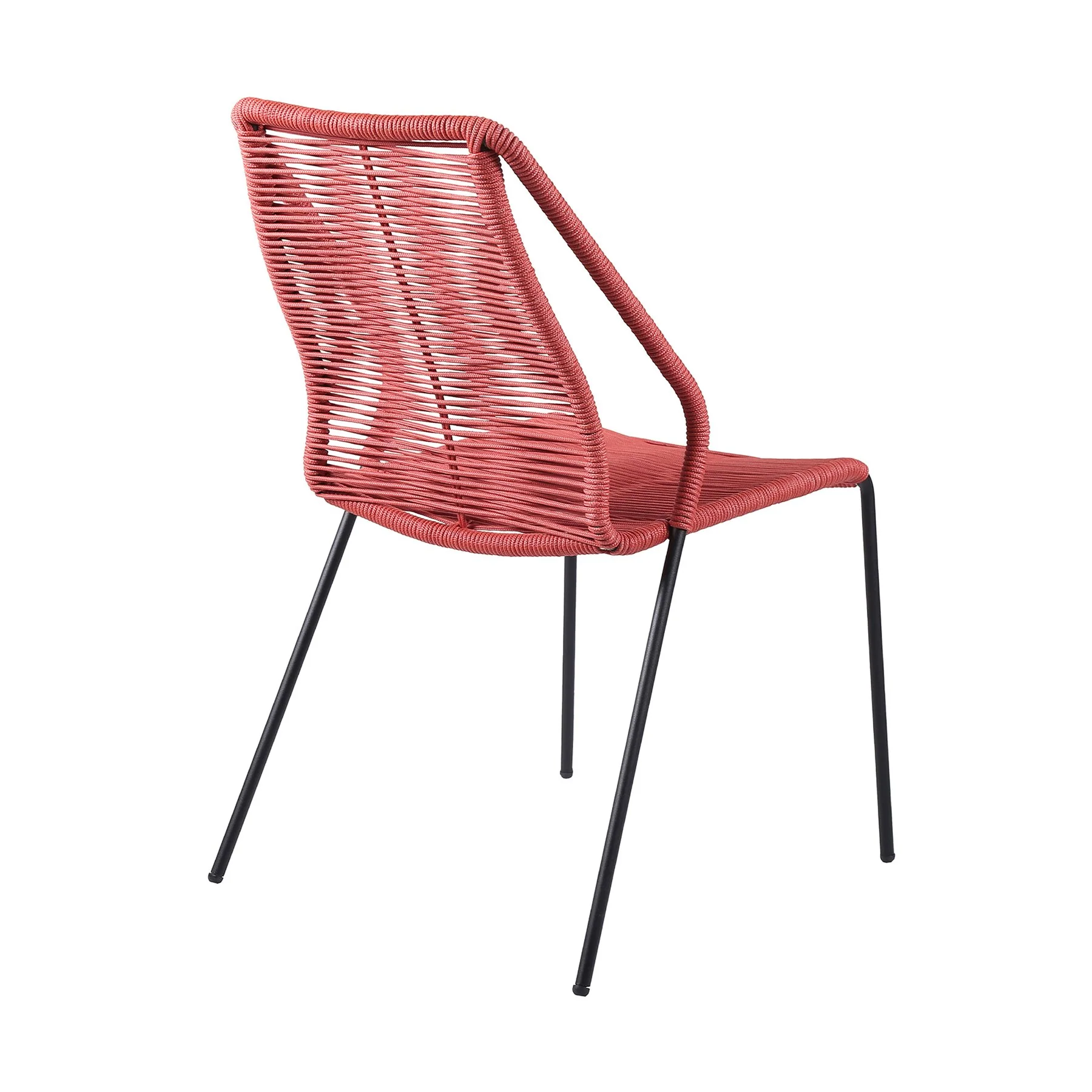 Kylie and Clip Outdoor Patio 5 Piece Dining Set in Brick Red Rope with Black Eucalyptus Wood - Image 3
