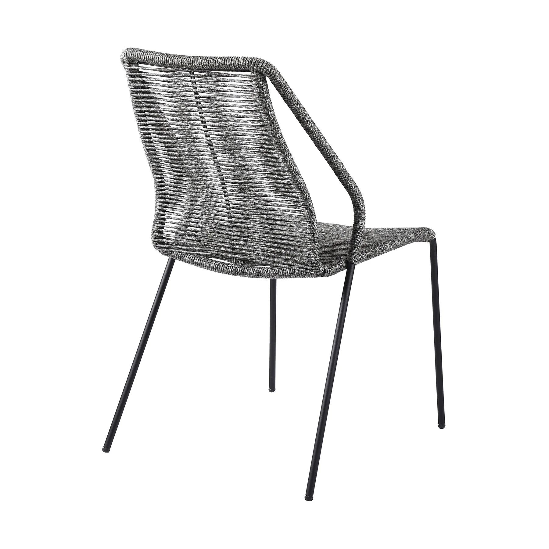 Kylie and Clip Outdoor Patio 5 Piece Dining Set in Gray Rope with Black Eucalyptus Wood - Image 3