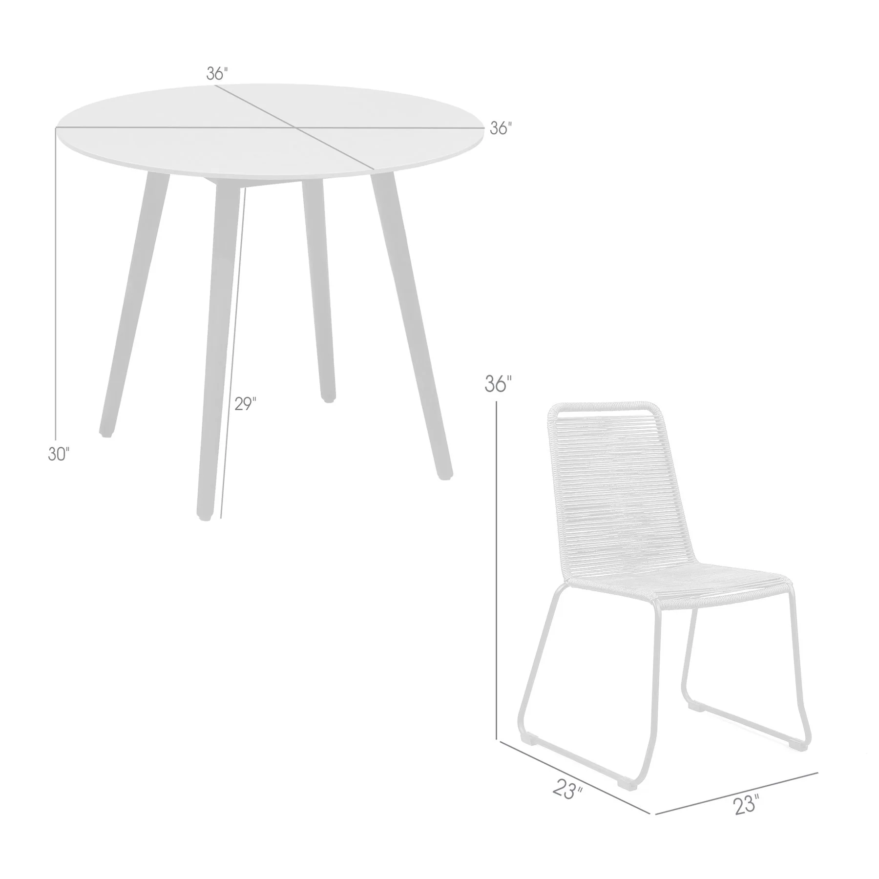 Kylie and Shasta 3 Piece Outdoor Patio 36" Dining Set in Black Eucalyptus Wood and Tangerine Rope - Image 13