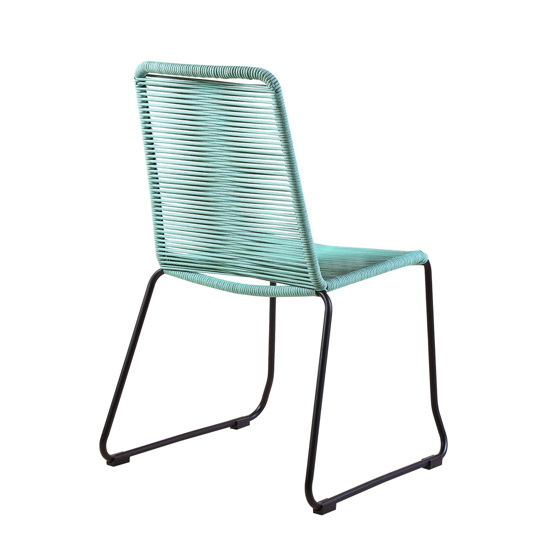 Kylie and Shasta 3 Piece Outdoor Patio 36" Dining Set in Black Eucalyptus Wood and Wasabi Rope - Image 3