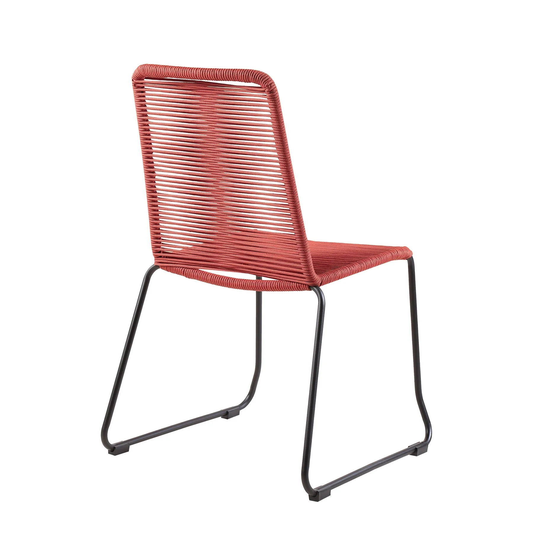 Kylie and Shasta 5 Piece Patio Outdoor Dining Set in Brick Red Rope with Black Eucalyptus Wood - Image 3
