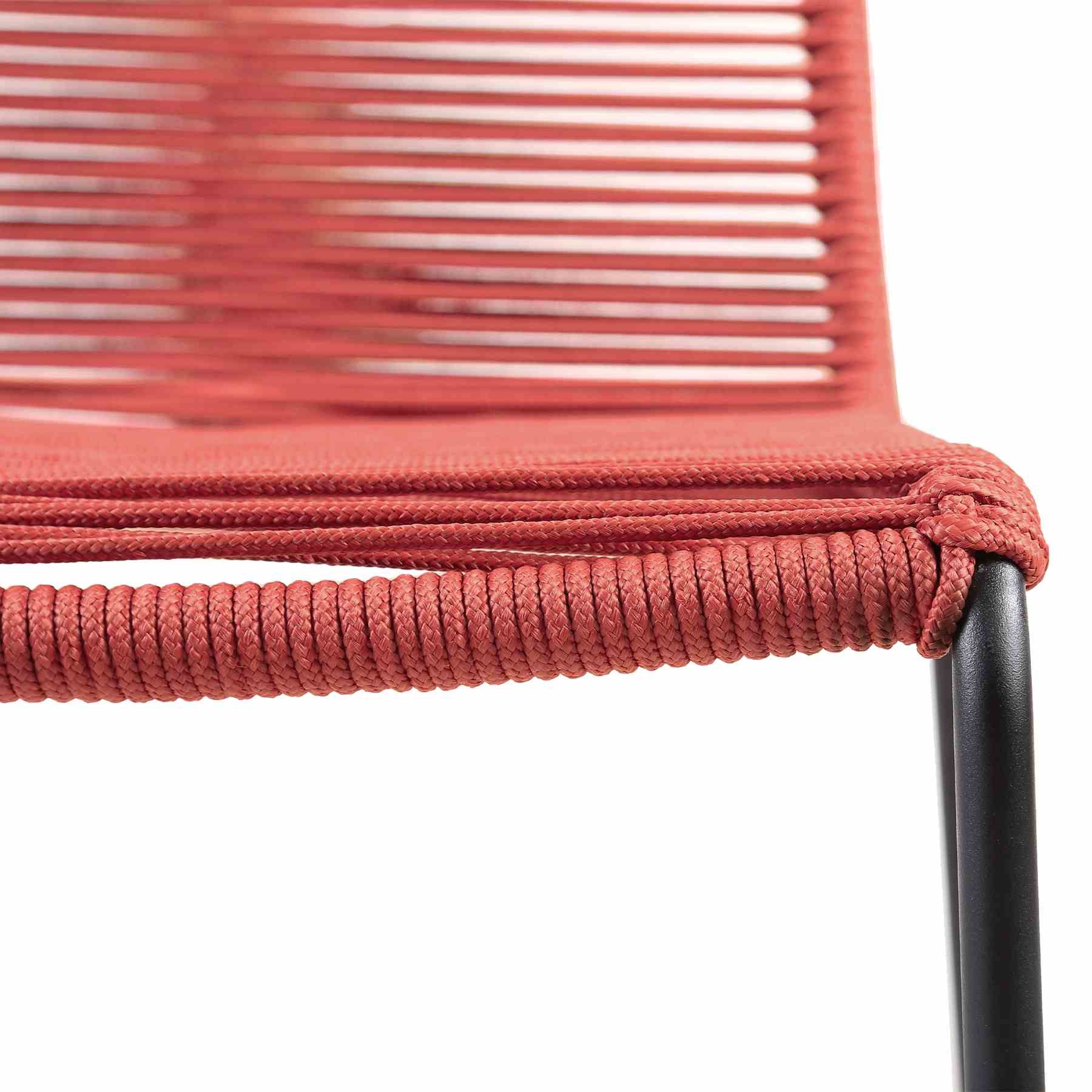 Kylie and Shasta 5 Piece Patio Outdoor Dining Set in Brick Red Rope with Black Eucalyptus Wood - Image 6
