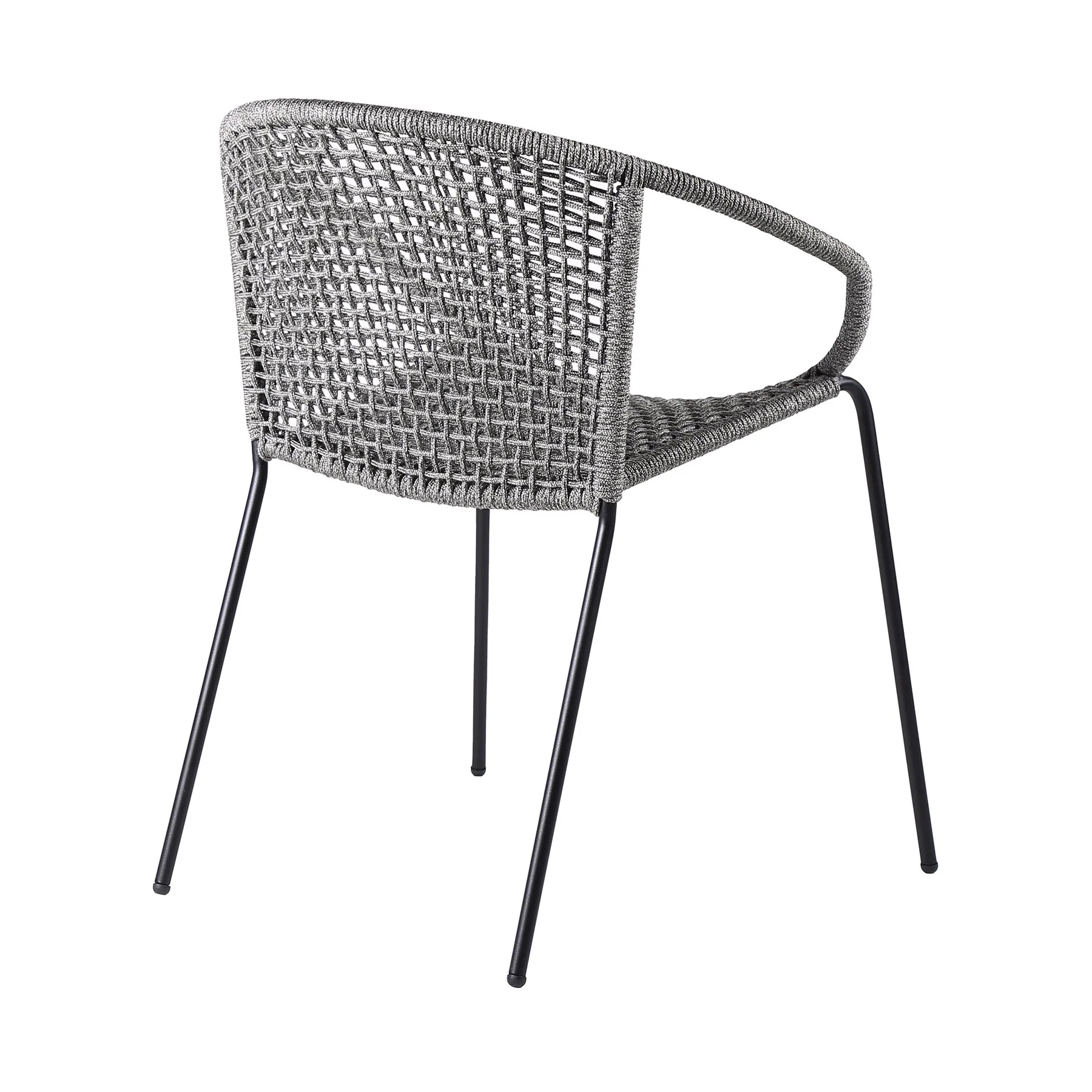 Kylie and Snack 3 Piece Outdoor Patio 36" Dining Set in Black Eucalyptus Wood and Gray Rope - Image 3