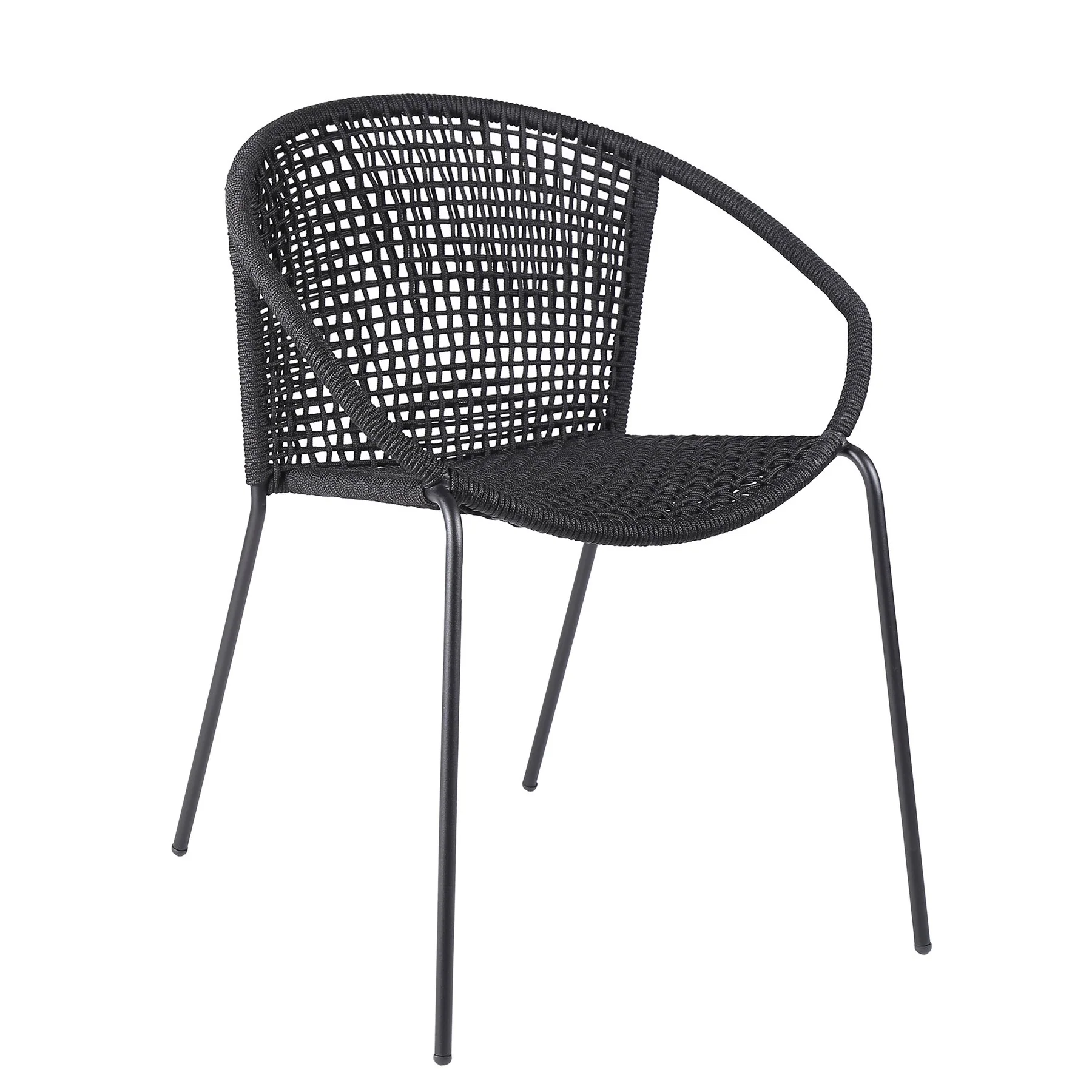 Kylie and Snack 5 Piece Outdoor Patio Dining Set in Black Rope with Black Eucalyptus Wood - Image 2