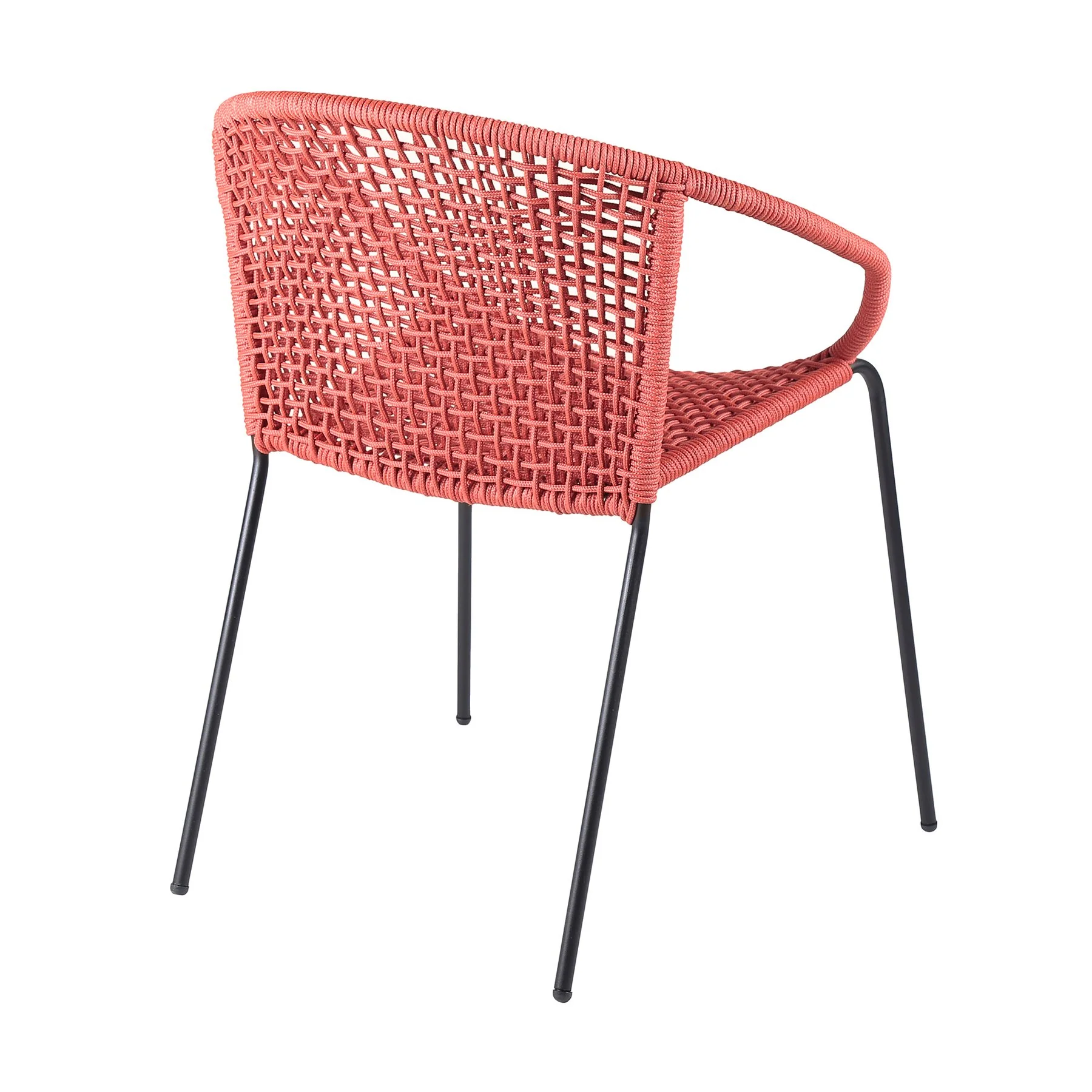 Kylie and Snack 5 Piece Outdoor Patio Dining Set in Brick Red Rope with Black Eucalyptus Wood - Image 3