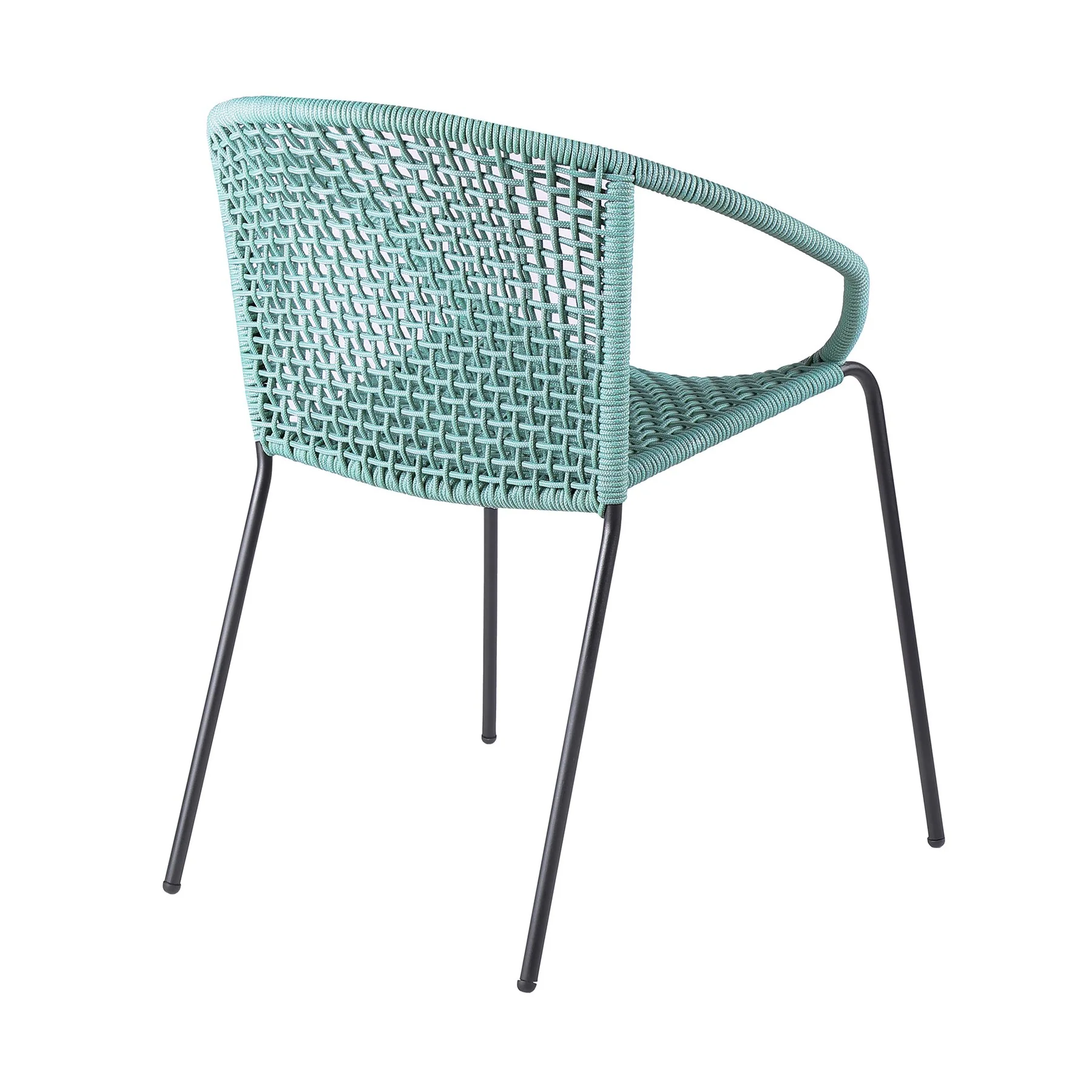 Kylie and Snack 5 Piece Outdoor Patio Dining Set in Wasabi Rope with Black Eucalyptus Wood - Image 3