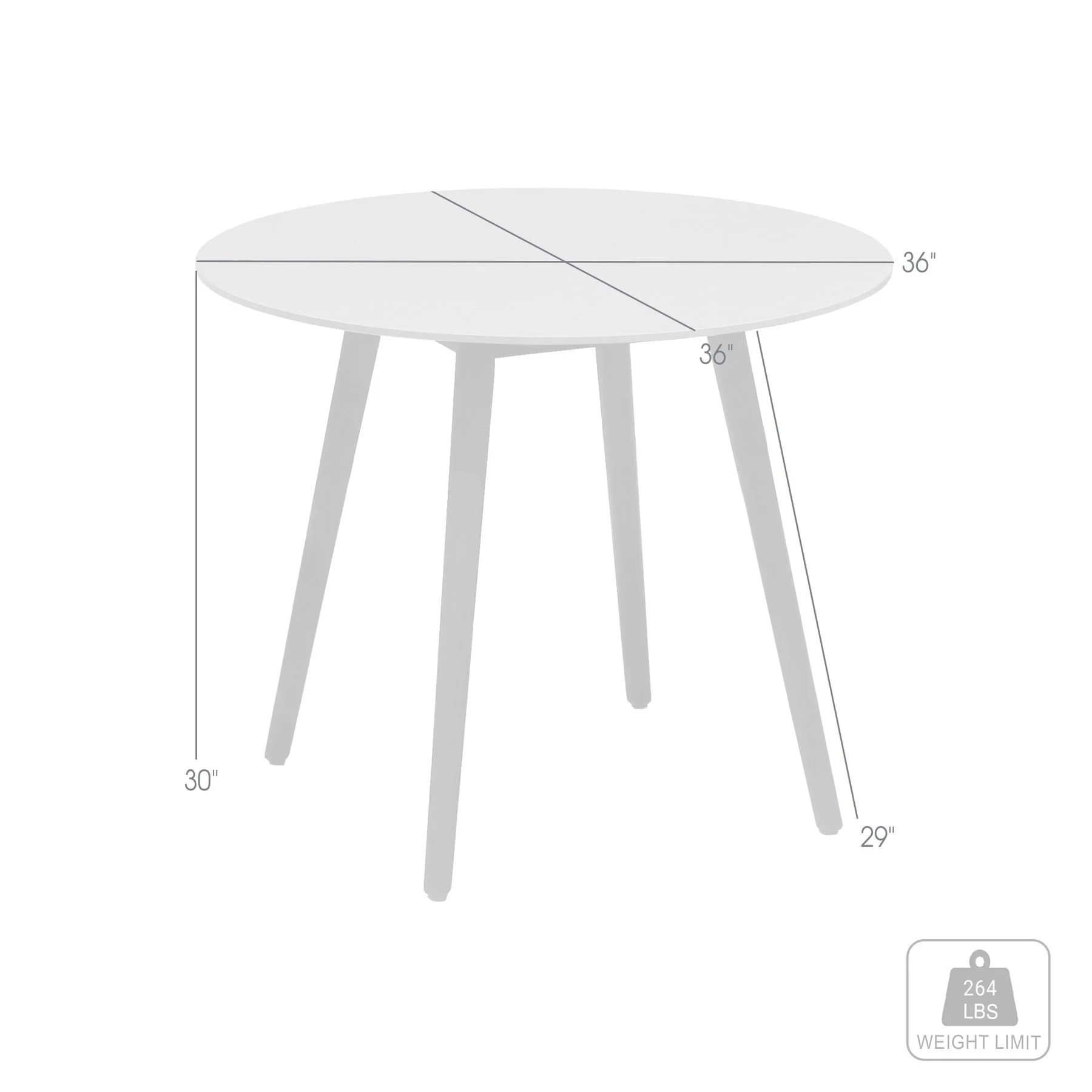 Kylie Outdoor Patio Round 36" Dining Table in Black Eucalyptus and Gray Stone - Image 8