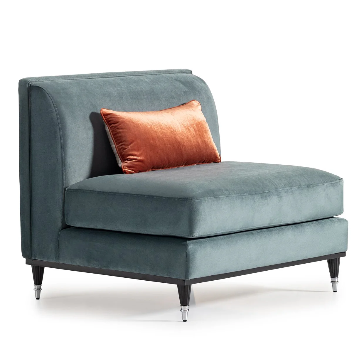 La Francaise Armless Accent Chair - Azure/Black