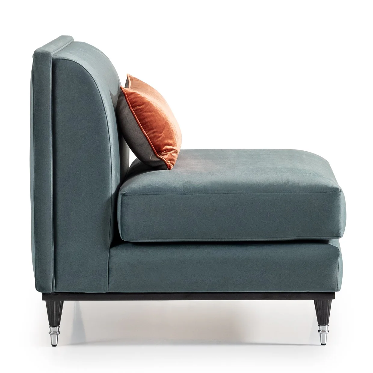 La Francaise Armless Accent Chair - Azure/Black - Image 2
