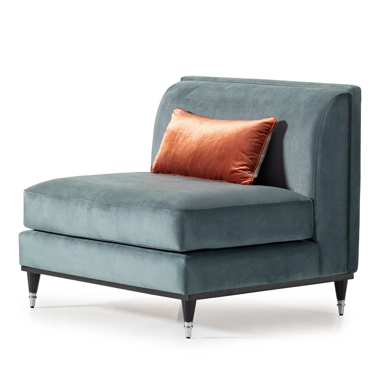 La Francaise Armless Accent Chair - Azure/Black - Image 7