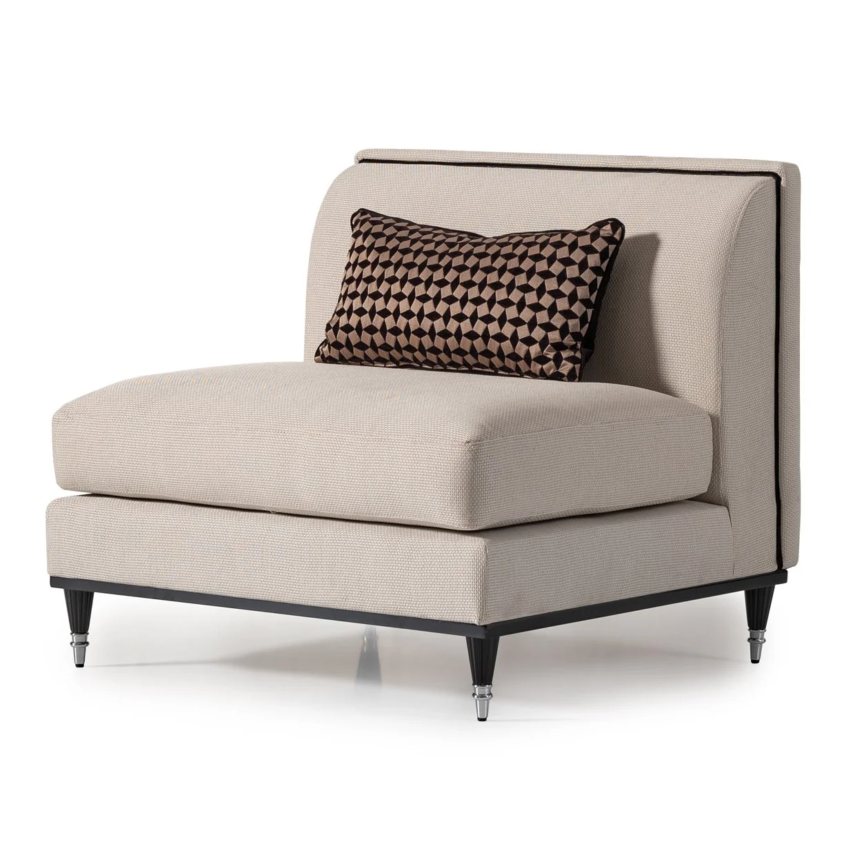 La Francaise Armless Accent Chair - Cafe au Lait/Black
