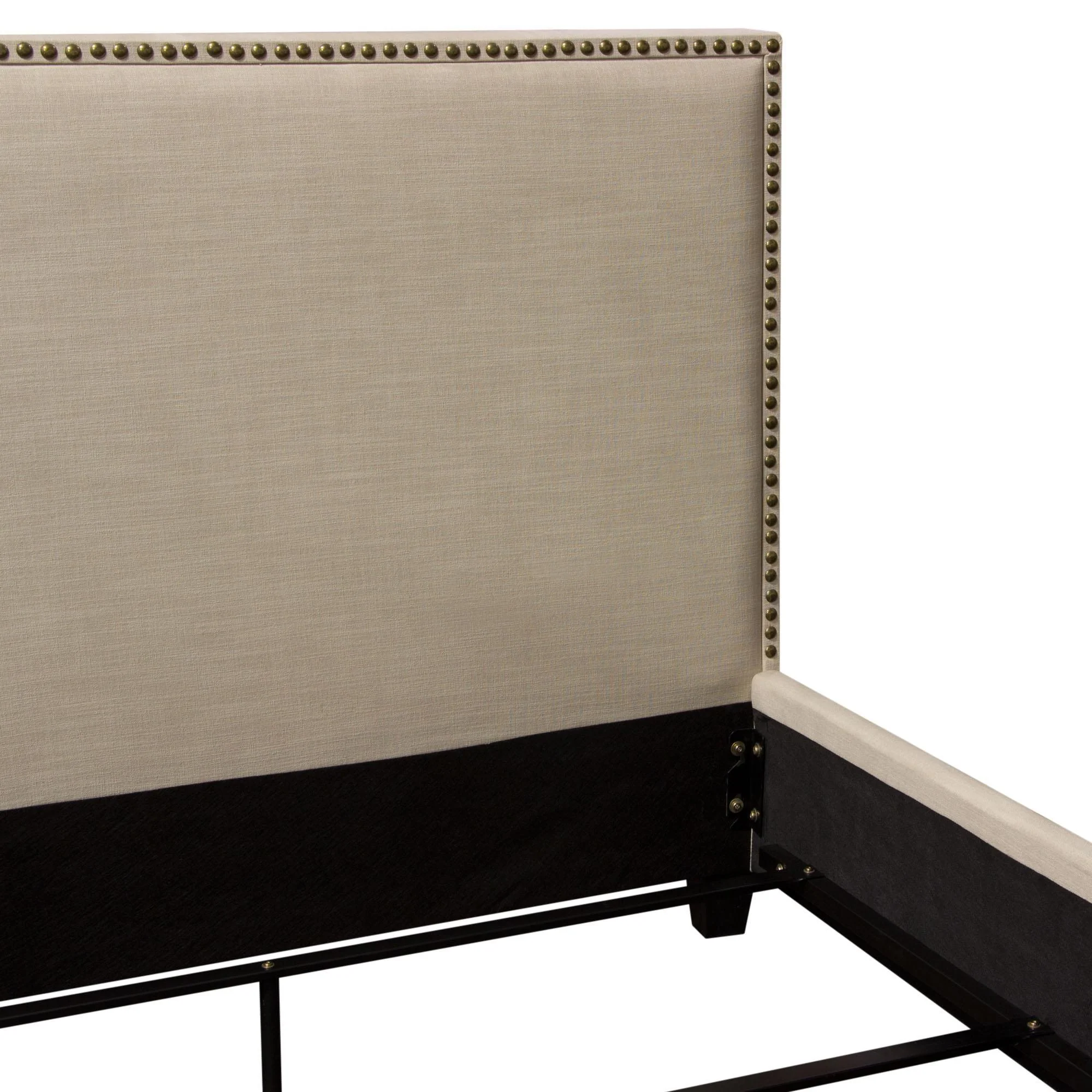 La Jolla Eastern King Bed with Nail Head Accent by Diamond Sofa - Desert Sand Linen - Image 6