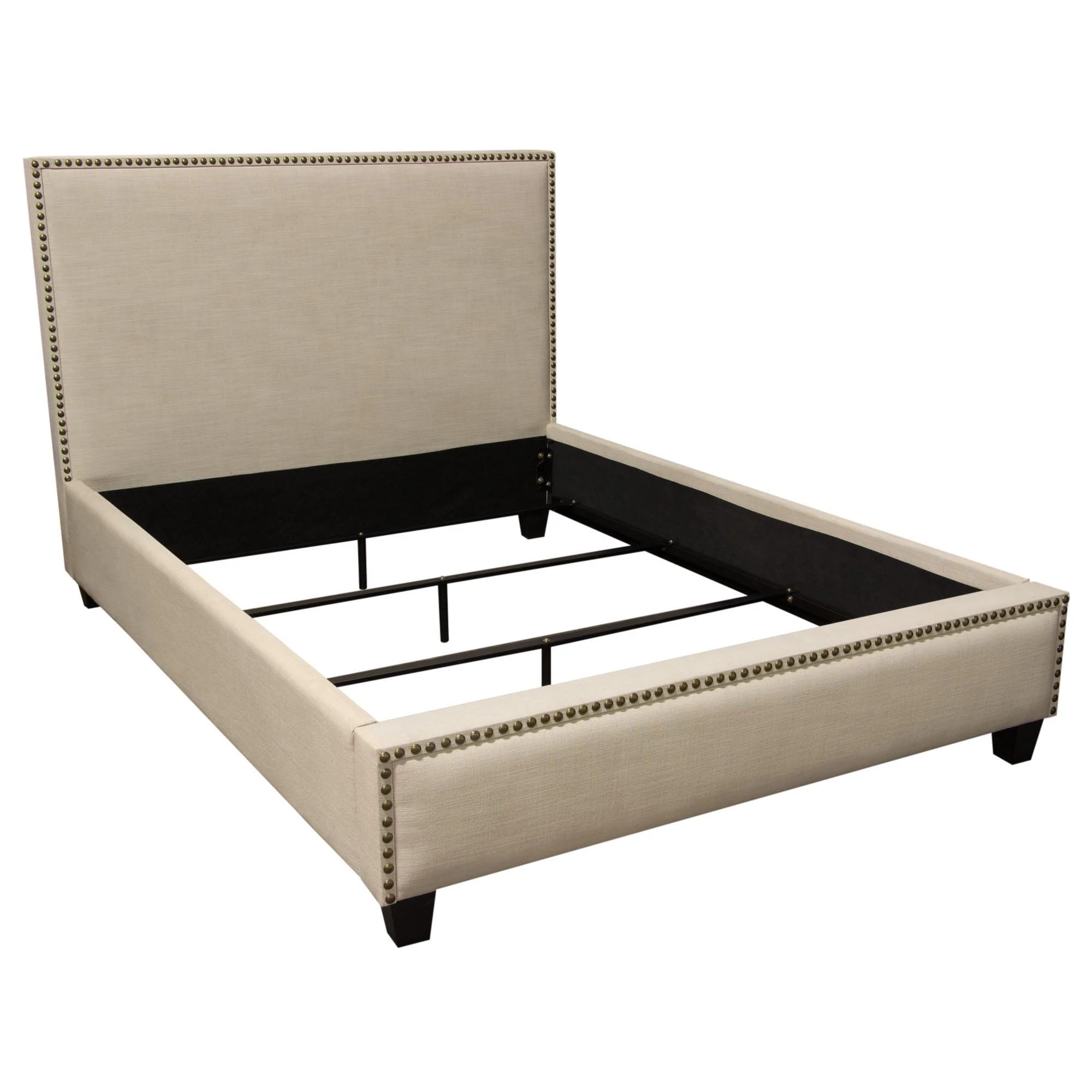 La Jolla Queen Bed with Nail Head Accent by Diamond Sofa - Desert Sand Linen - Image 2