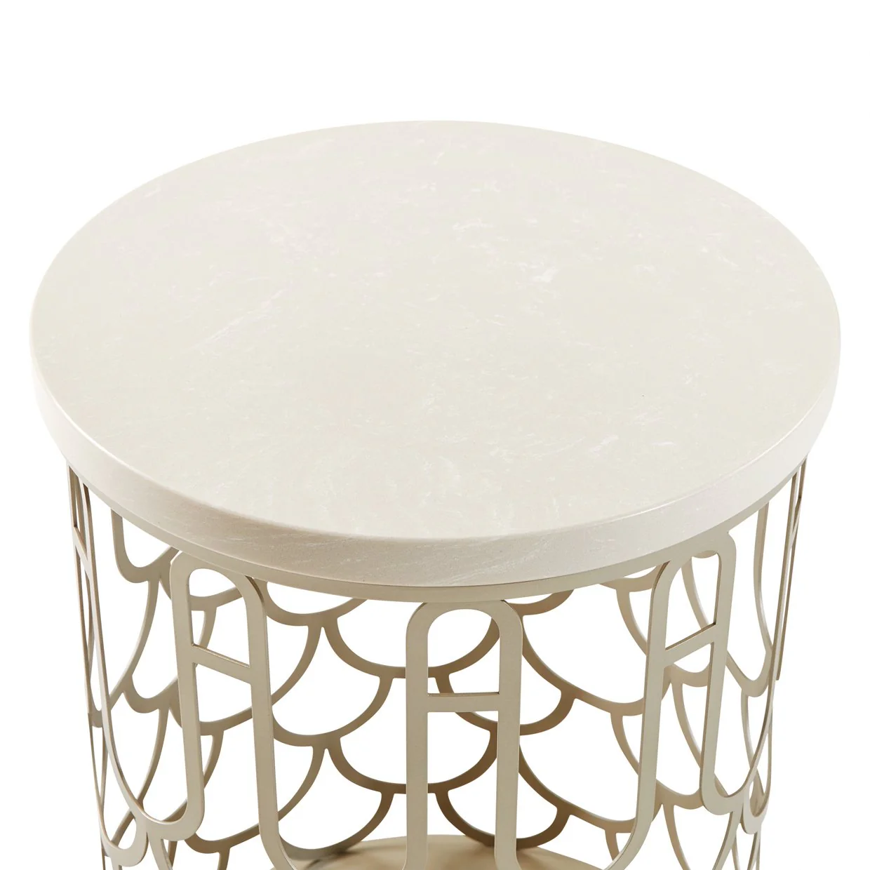 La Marisia Marble Chairside Table - Creamy Pearl/Champagne - Image 2