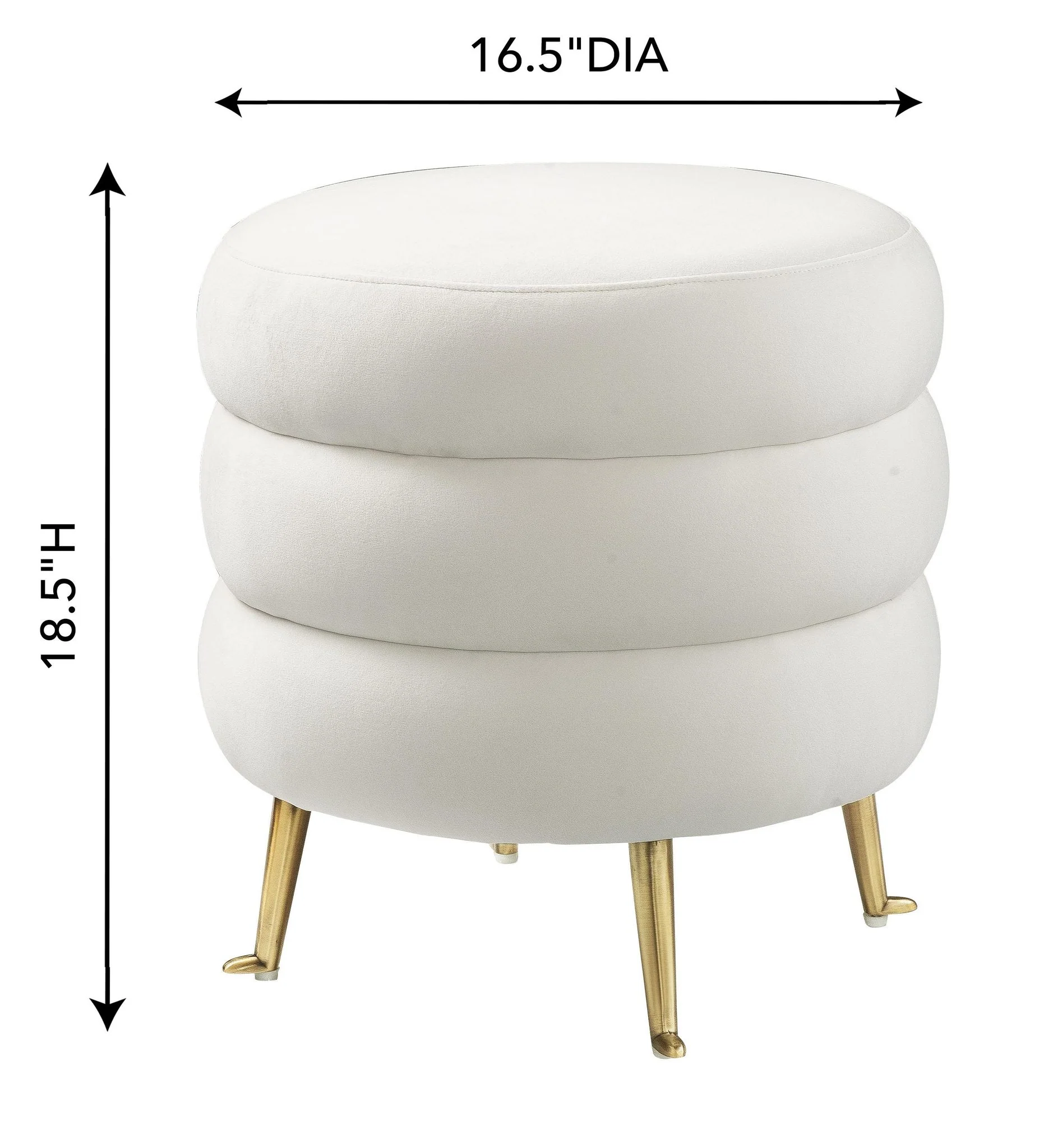Ladder Cream Velvet Ottoman - Image 5