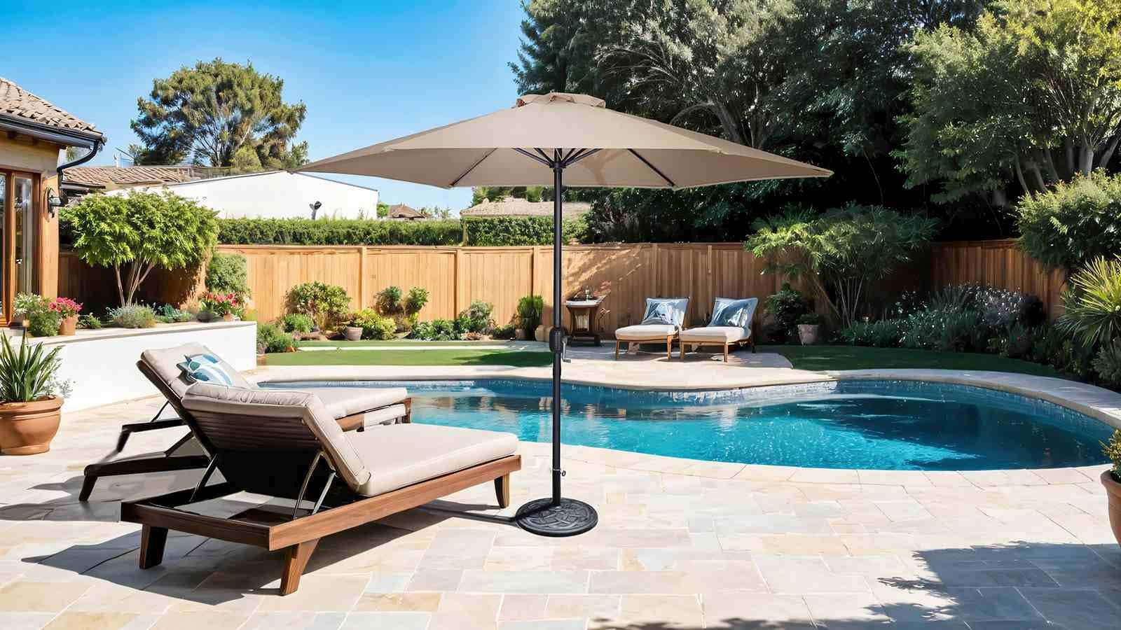 Lali 9' Outdoor Umbrella, Tan + Base