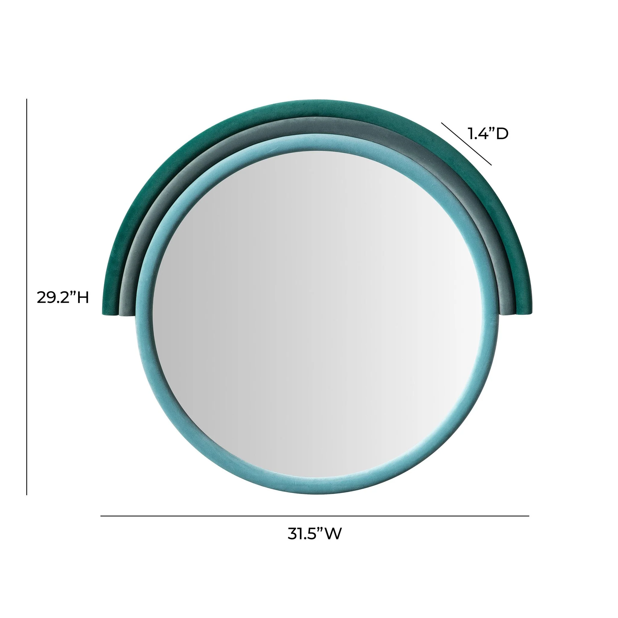 Lally Aqua Velvet Round Wall Mirror - Image 5