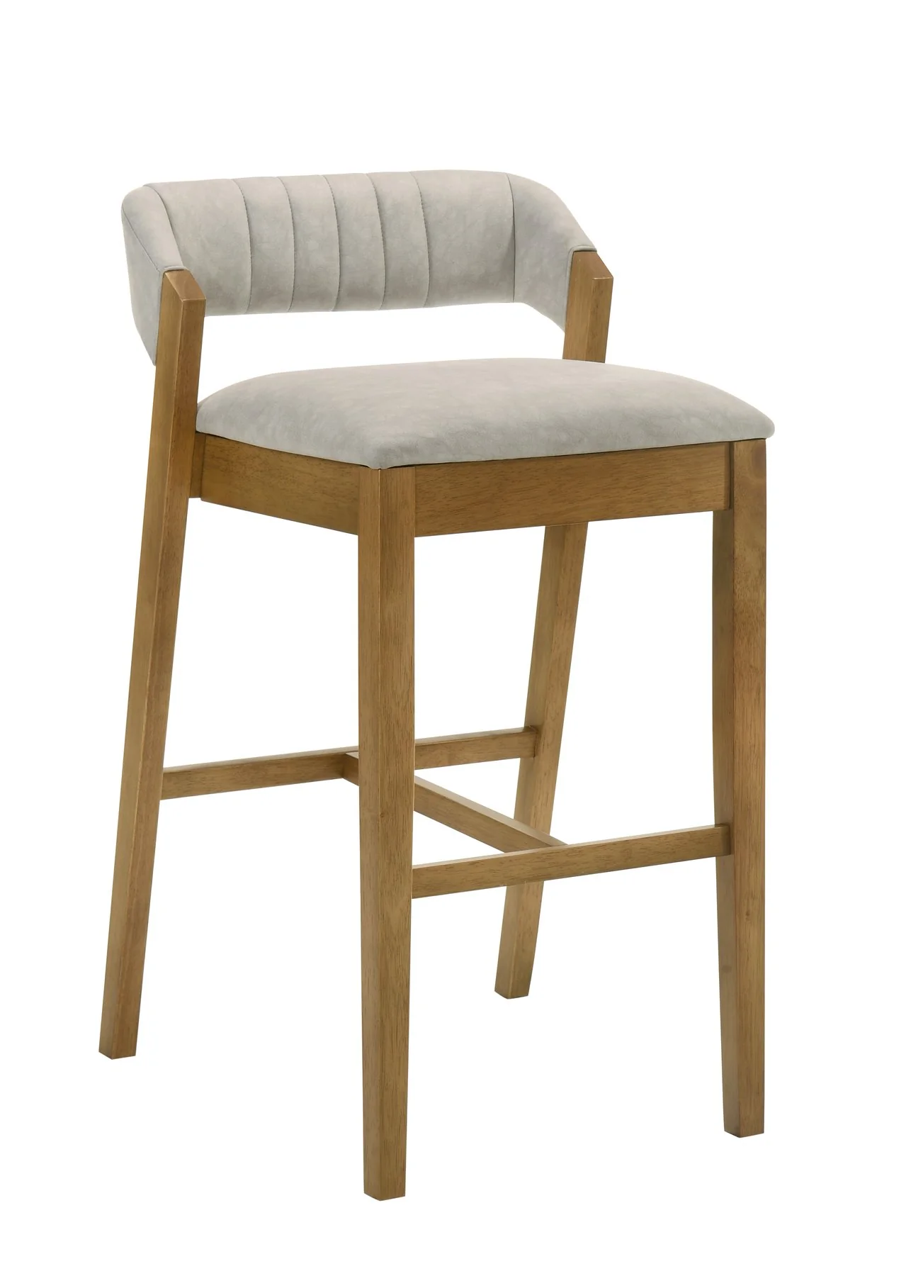 Landyn 26 in. Amber Glow Counter Height Rubberwood Barstool with Grey Fabric Seat