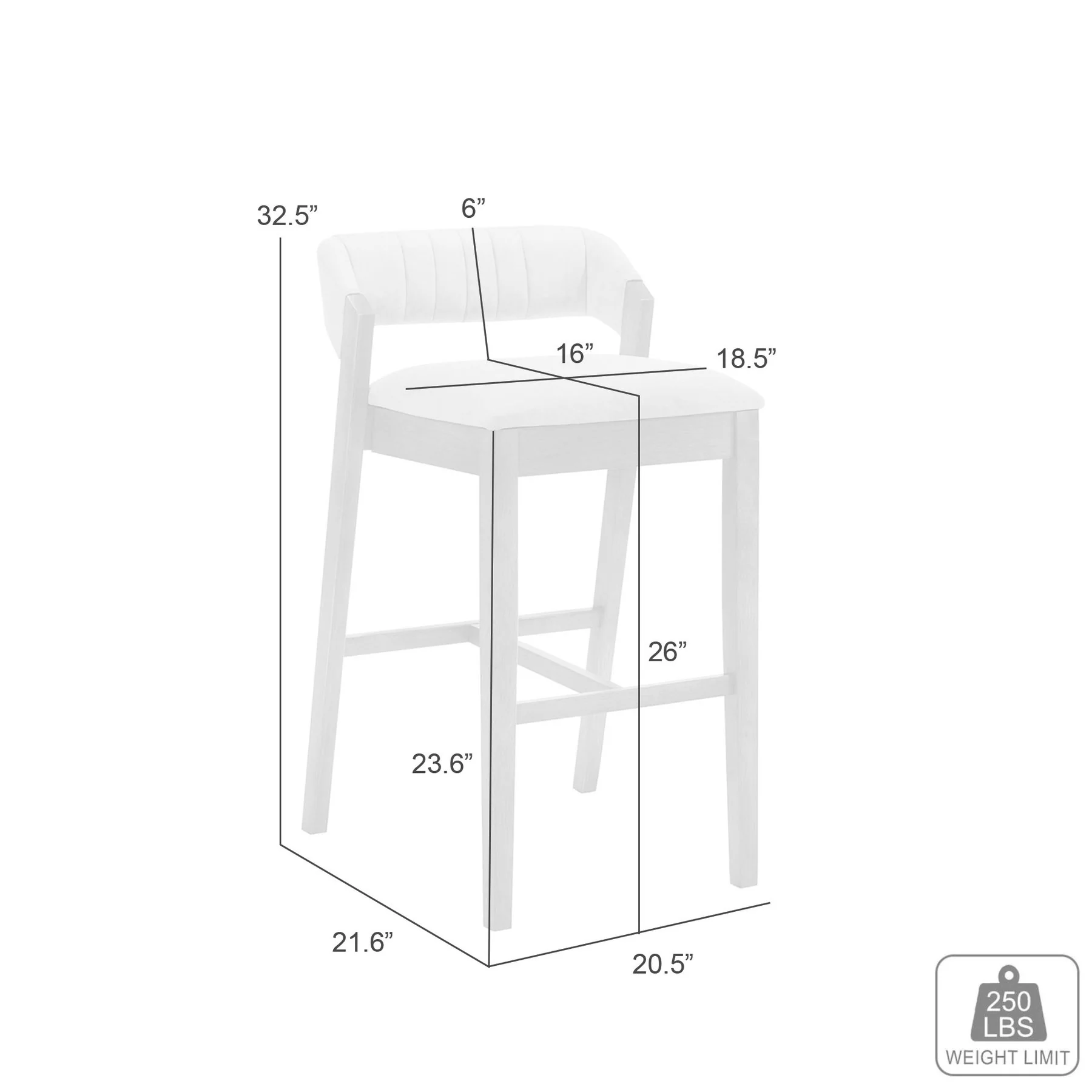 Landyn 26 in. Amber Glow Counter Height Rubberwood Barstool with Grey Fabric Seat - Image 8