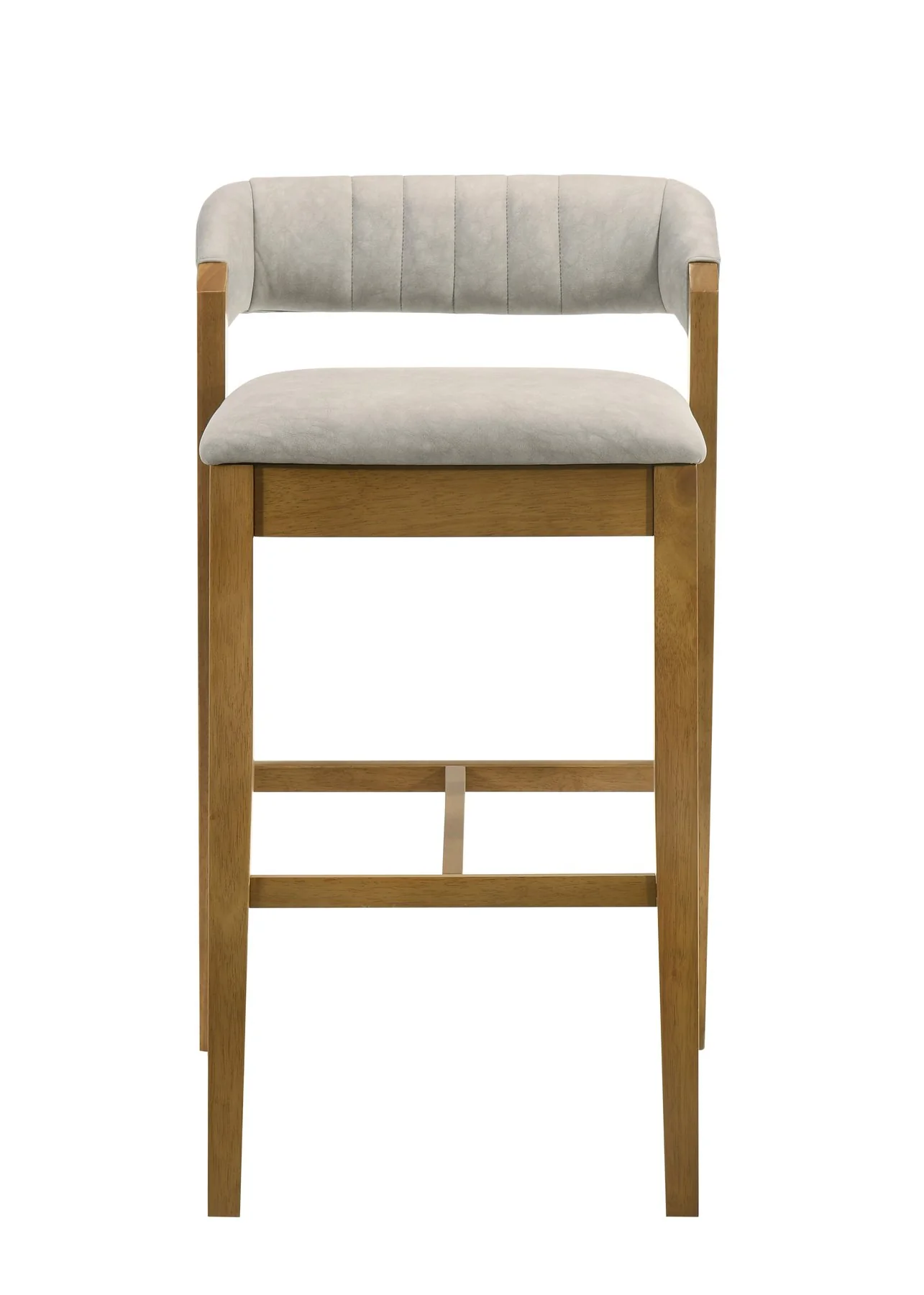 Landyn 30 in. Amber Glow Bar Height Rubberwood Barstool with Grey Grey Fabric Seat - Image 2